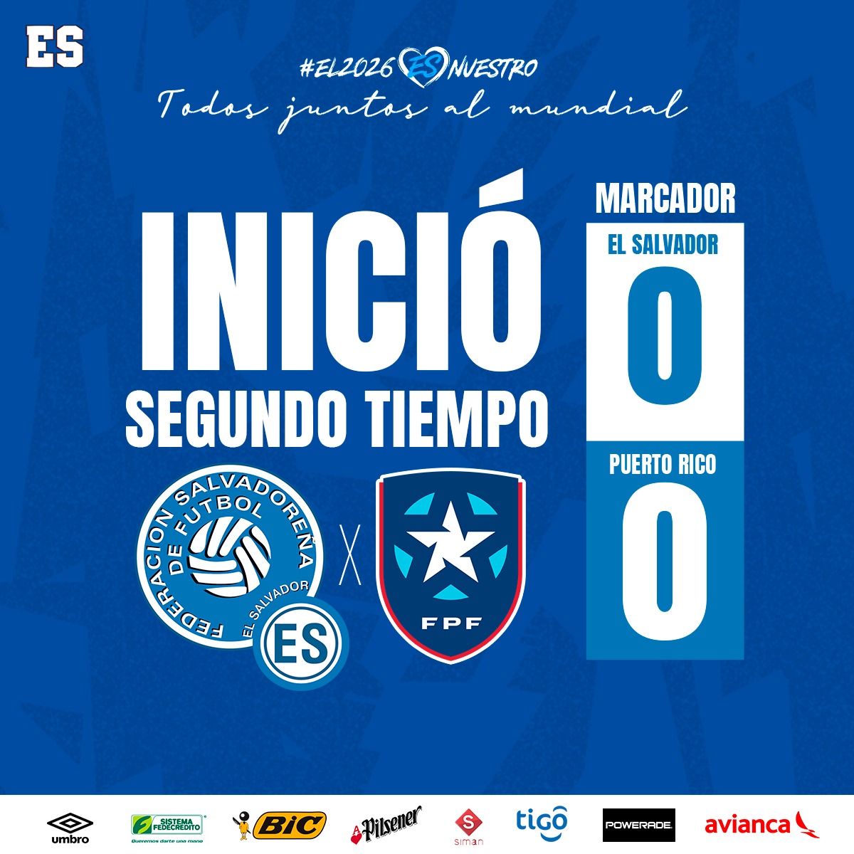 LaSelecta_SLV's tweet photo. 46' |  #El2026ESNuestro 

Inició el Segundo Tiempo 👏

#LaSelecta va por la victoria en su primer partido de #EliminatoriaMundialista 

#ElSentirDeUnPaís #AzulYBlancoMundialista #RoadTo2026 https://t.co/QYU1WR1MB6