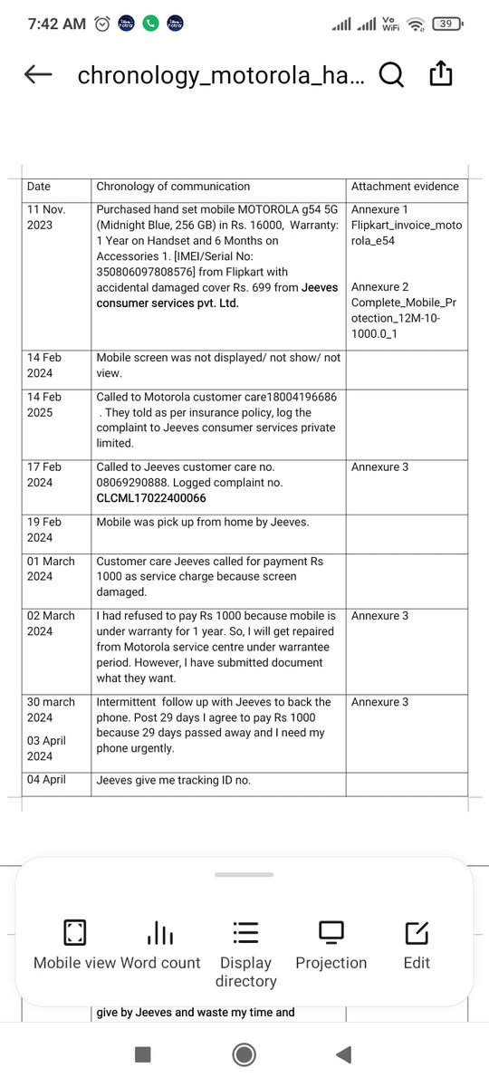 DhananjayGSain8's tweet photo. @flipkartsupport @Flipkart @Moto_Support @motorolaindia what kind of support do you have with Jeeves? I got a new mobile handset which stopped working within 3 months. I paid 1000 to Jeeves for getting the phone repaired within Warranty period, got my phone  . Still not working! https://t.co/9XljIwO43t