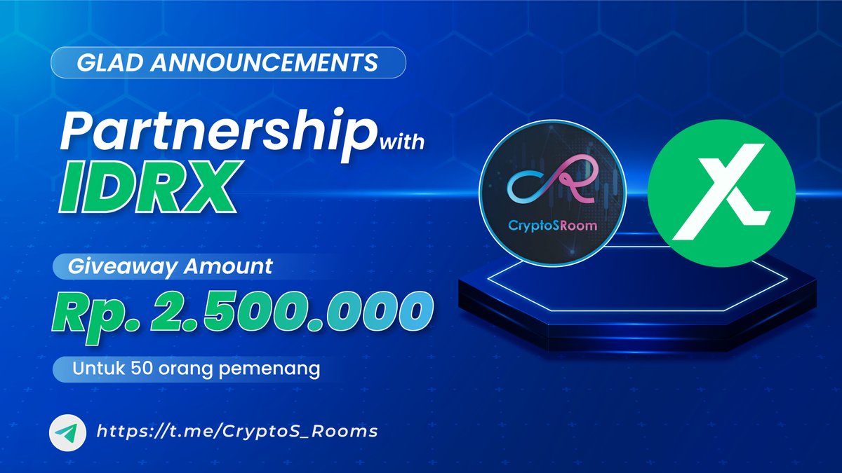 CRYPTOSROOMS X IDRX Present 🥳🥳🥳

Give Away Rp. 2.500.000 II 50 Orang 
Syarat : 
- Follow+RT+like
- Download+register+kyc idrx.co/signup?refCode…
- Join telegram t.me/CryptoSRooms
- Kirim bukti ke IG IDRX.CO