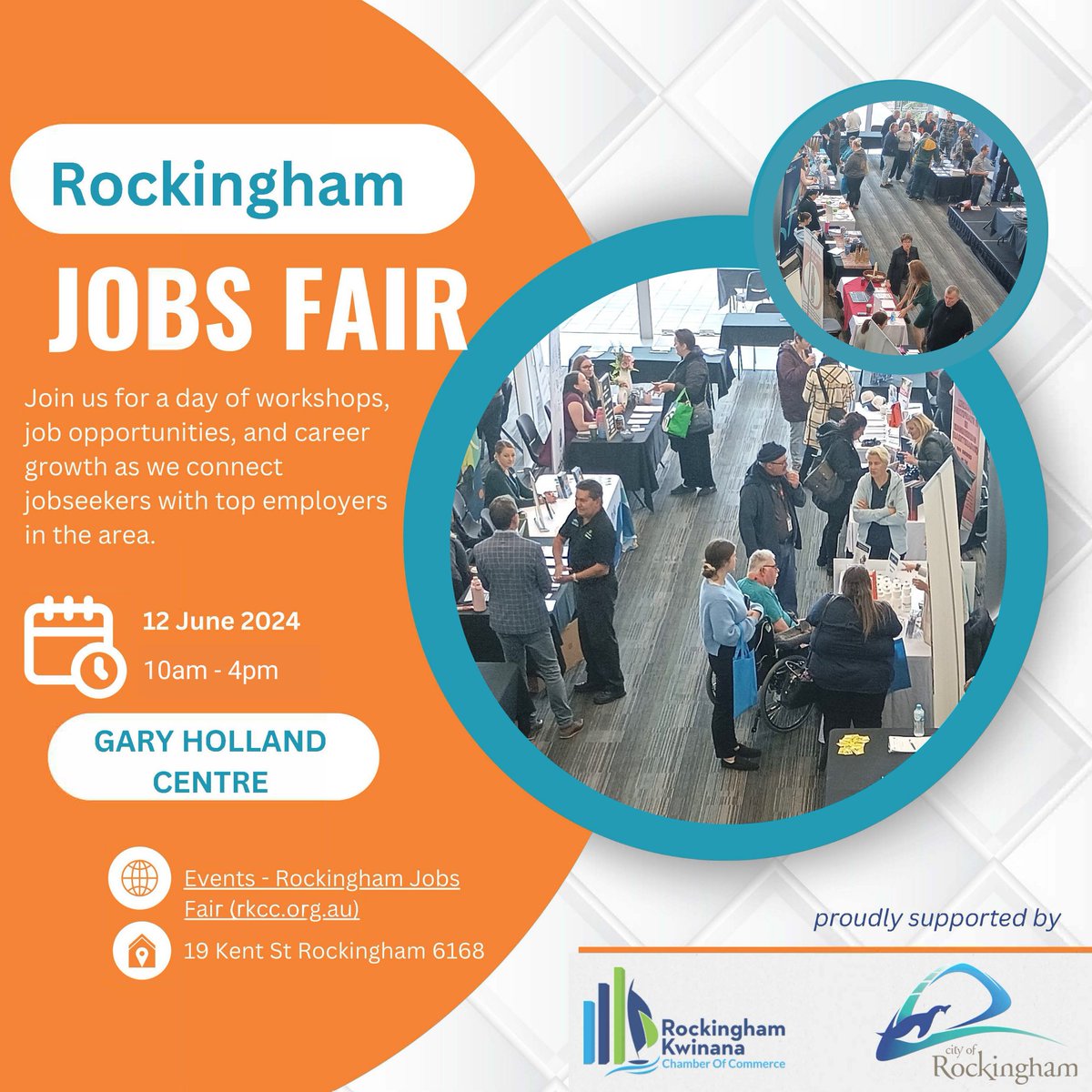 Don't the miss the Rockingham Jobs Fair on 12 June, 10am to 4pm at the Gary Holland Community Centre.
This year's theme is supporting Defence and Defence-related industries. Come along and explore some exciting opportunities. For more information, visit shorturl.at/4gNxq