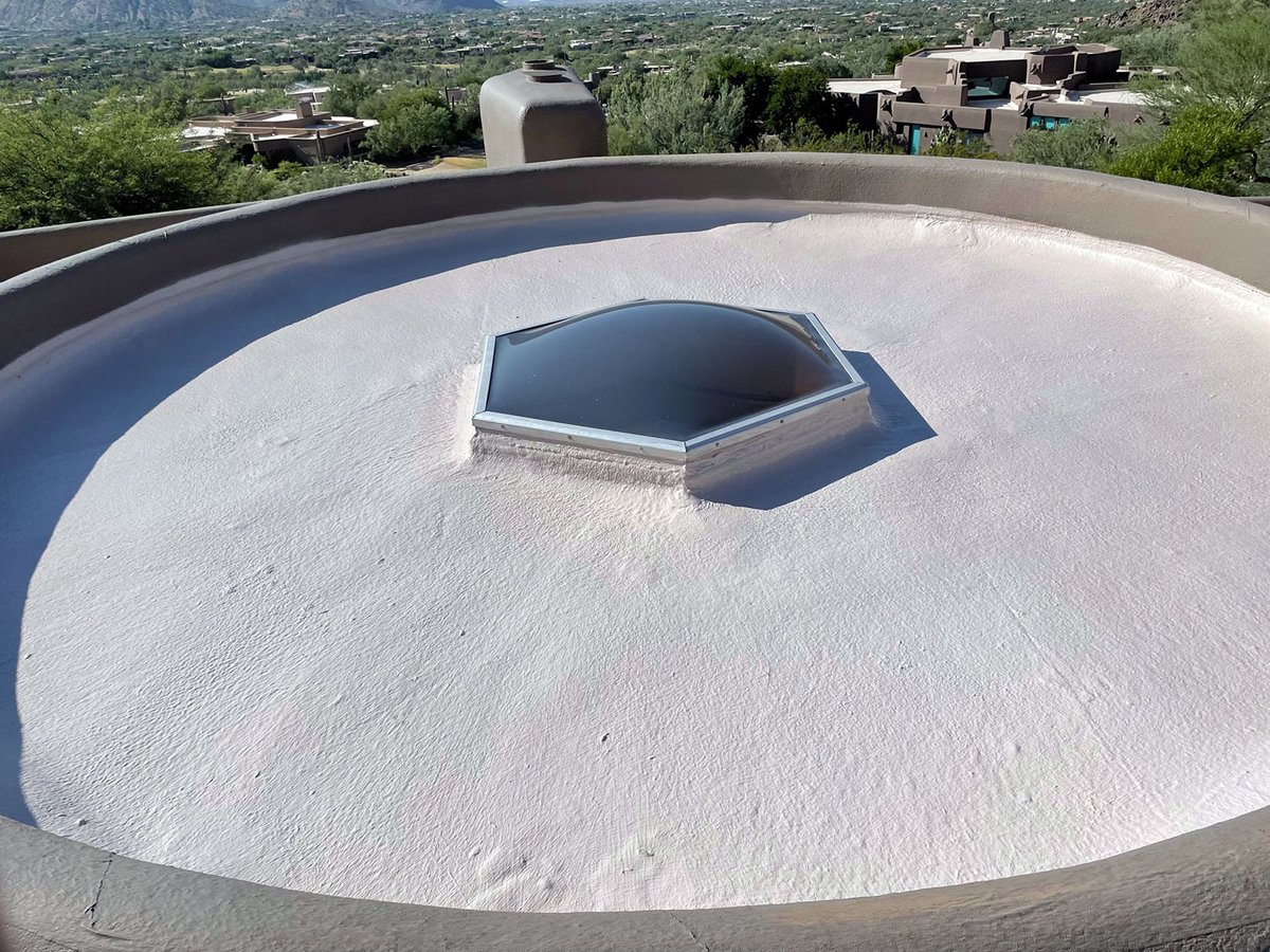 RoofArizona's tweet photo. Are you looking for a professional roofing company for a Scottsdale foam roof repair and coating project? We are here to help just as we did for a recent client: https://t.co/SWE4GUMI3O. #msw #mswcontracting #roof #roofer  #roofing #roofrepair #foamroof #foamroofing #roofcoating https://t.co/p7JK72fgGX