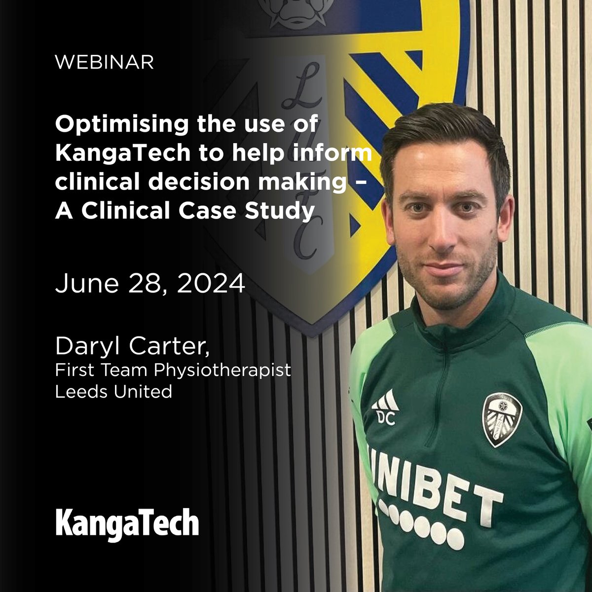 🚨 Join us for a webinar on June 28 with Leeds United First Team Physiotherapist Daryl Carter! 🚨

Daryl will discuss using KangaTech's KT360 to optimize clinical decision-making at Leeds United.

Spots are limited! Register now for access: hubs.la/Q02zWBn20