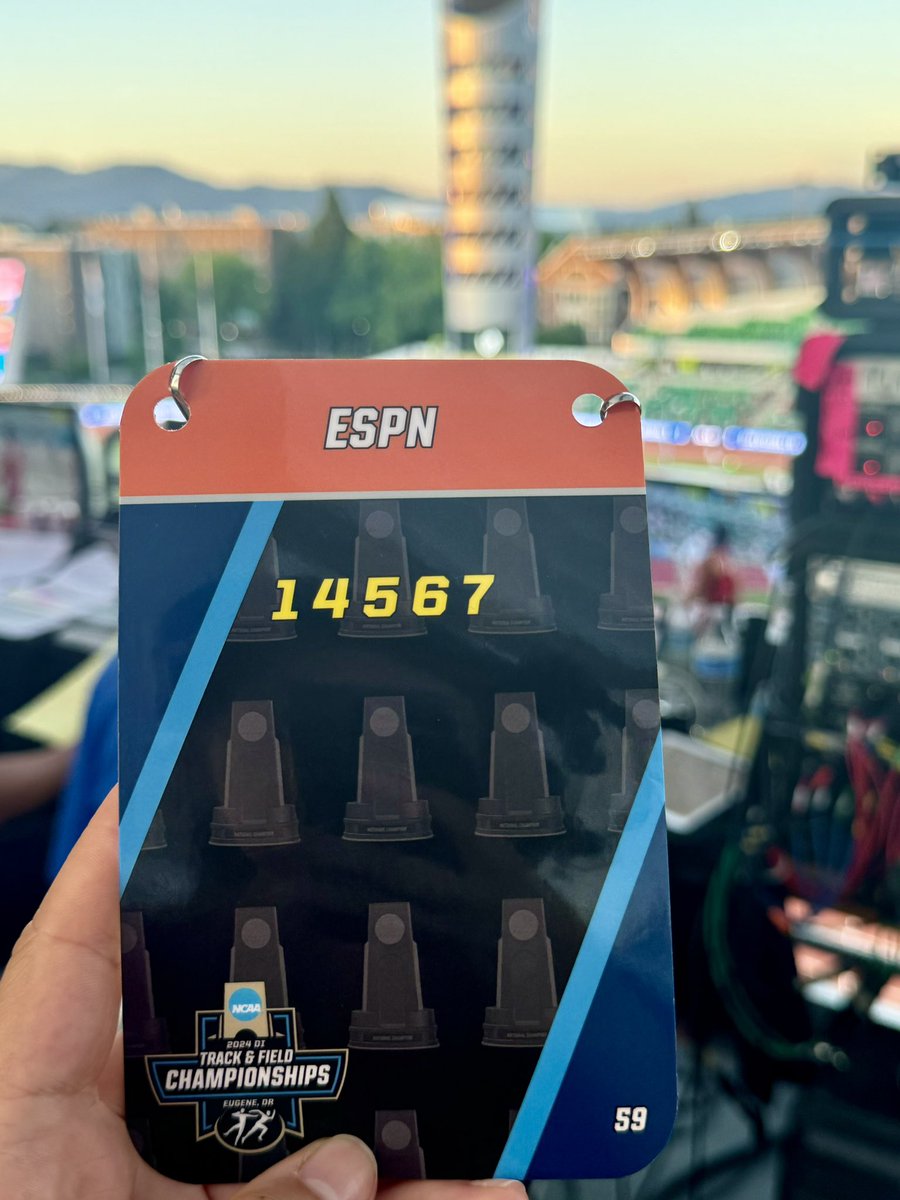 rubyquintero98's tweet photo. Day 2/4 with @espn working NCAA D1 Track and Field Championships at Hayward Field. #ncaatf #trackandfield #ncaa #espn #broadcast #videoproduction #womeninsports #haywardfield https://t.co/8UXWdAgLfb