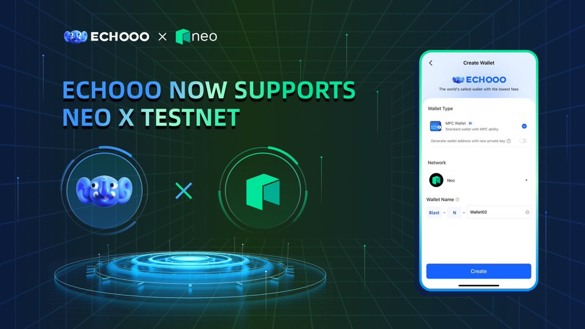 We are pleased to welcome @echooo_wallet to the Neo X ecosystem! Echooo is  a self-custodial AA wallet that will bring a smooth and secure asset  management experience to Neo X users! 🚀