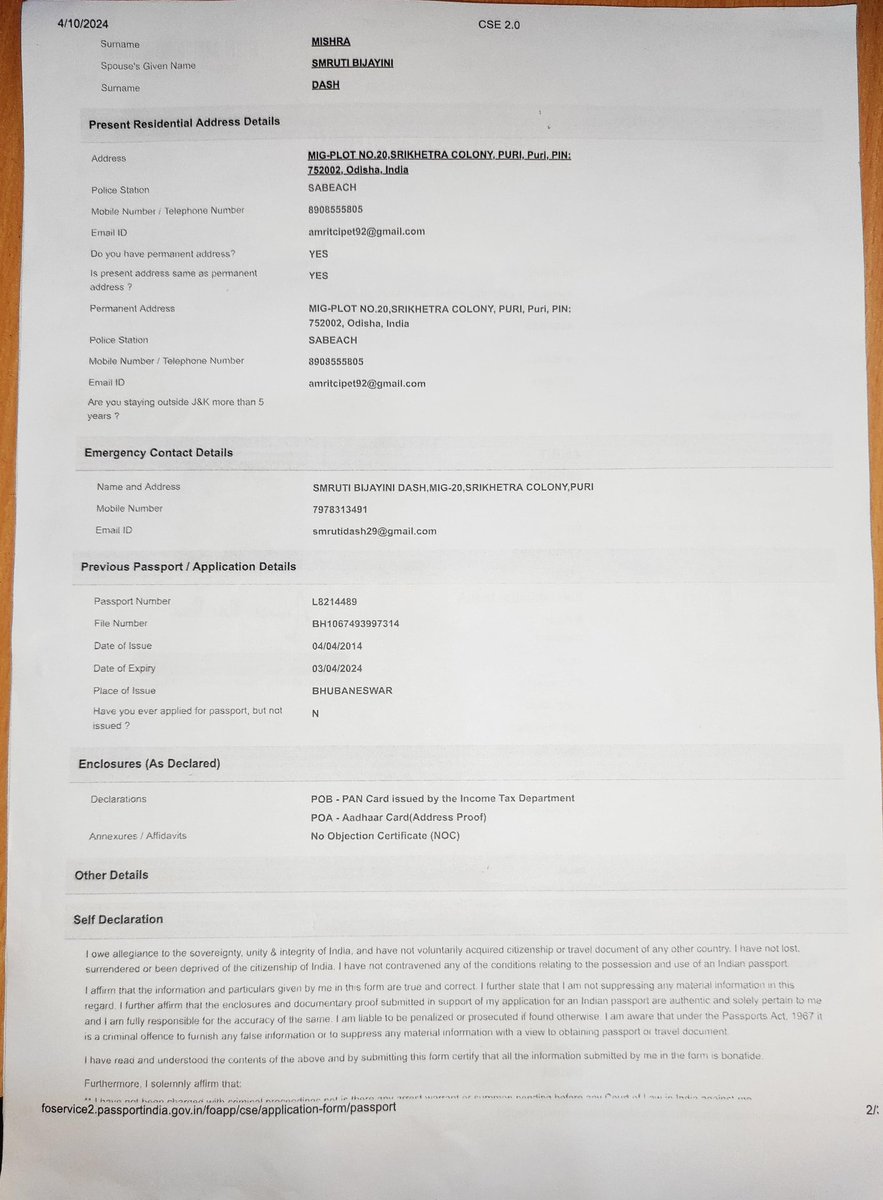 Sir,I have applied for reissue of my passport on 30.03.2024. Subsequently, I received an appointment on 10.04.2024. I submitted all required documents and received file number BHB074748545324. However, there have been no further proceedings since then.
<a href="/sjaishankaroffc/">Office of Dr. S. Jaishankar</a>
<a href="/PMOIndia/">PMO India</a>