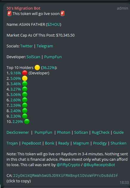 DragonWallets's tweet photo. @zhouyongyou We called this before it went live on Raydium and did 30x! Thank you! Want calls like this? Join https://t.co/VZ8EMJFgeO https://t.co/OXJGWLaoXW