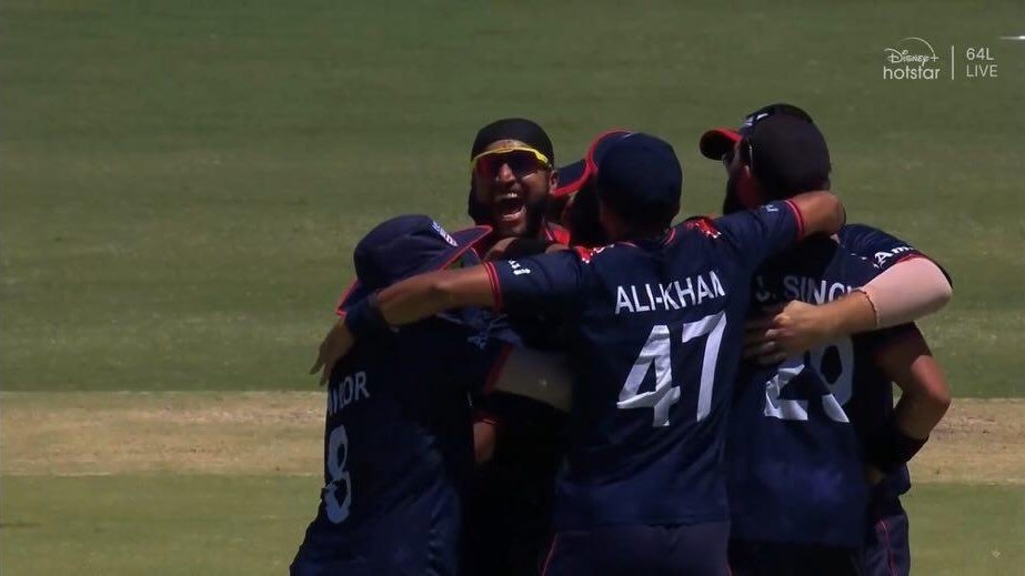 Satya4987's tweet photo. @Cricketracker What a Game!  #USA beat Pakistan in superover. USA played phenomenal 
And convincing win against #pak .
#PakvsUSA  |  #T20CWC https://t.co/9aXdY5m3RC