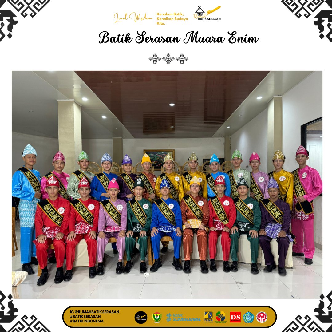 BatikSerasan's tweet photo. 22 Finalis Bujang Gadis Muara Enim 2024 pada Grand Final Pemilihan Bujang Gadis Muara Enim 2024 yang di adakan di @evimedaria_gballroom 
Terimakasih @disparekraf.me @bgs_muaraenim telah berkenan menggunakan Batik Serasan Muara Enim https://t.co/1vIpEvFYGf