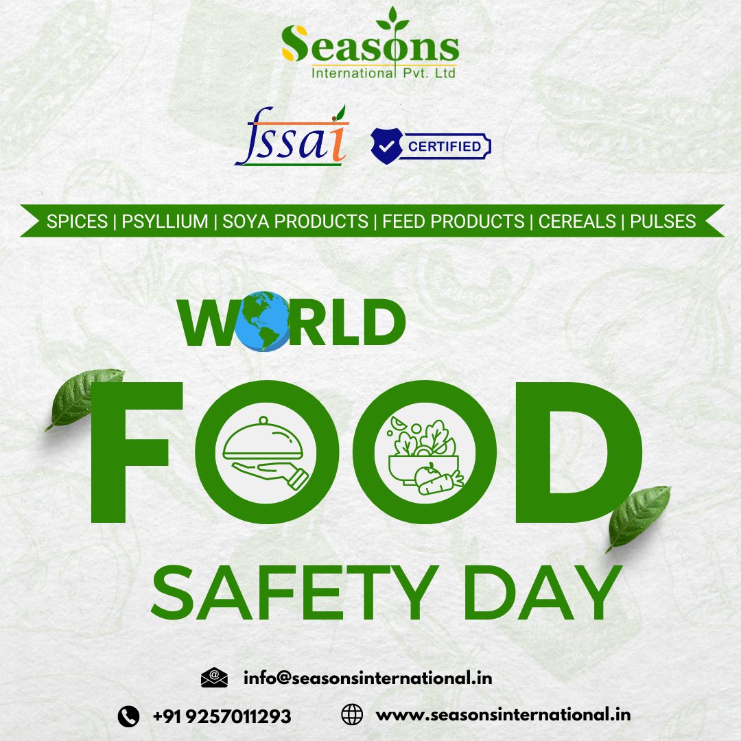 pvt_seasons's tweet photo. As we commemorate world food safety day, let us reaffirm our commitment to prioritize safe food practices and build a healthier future.🌱
#foodsafetyday #safefood #internationalexporter #SafeFoodPractices #organicspiceexporter https://t.co/GdelvSfF8Y