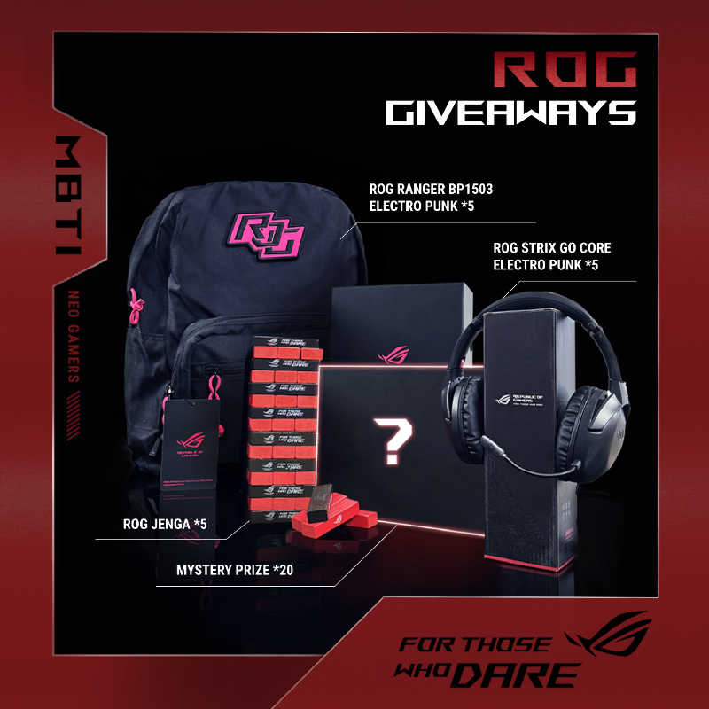 ASUS_ROG's tweet photo. Create your Gamer Card for a chance to win limited ROG goodies:

🎁Prizes:
ROG Strix Go Core Electro Punk x5
ROG Ranger BP1503 Electro Punk x5
ROG Jenga x5
🎖️Special prize:
Get the special edition of the Gamer Card to win the mystery gift!

🙋‍♂️Click the URL to learn how to join!