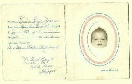 A birth card sent out by Mattie Shaw to celebrate the birth of her son, Prince Rogers Nelson, who was born on this day in 1958