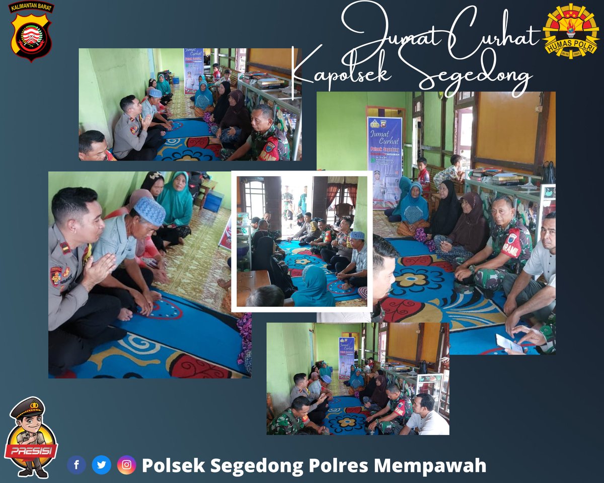 PSegedong's tweet photo. Gelar Jumat Curhat,
Kapolsek Segedong laksanakan silaturahmi kepada masyarakat Desa Sungai Burung.
#polripresisi2024 
#humaspoldakalbar 
#humaspolresmempawah
#sdmpolresmempawah 
#binmaspolresmempawah 
#polresmempawahbestari 
.
#polresmempawah 
#kapolresmempawah https://t.co/nCcDrSDubv