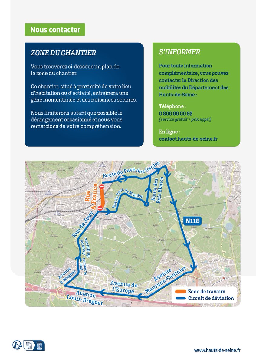 ville_chaville's tweet photo. #travaux
Du 17 au 21 juin, @hautsdeseinefr réalisera des travaux de nuit, de 21h à 6h :
➡️rue Anatole France, entre rues du Pavé des Gardes et de la Mare Adam
➡️rue de Jouy, entre rues du Pavé de Meudon et Jean Jaurès
La circulation sera interrompue et le stationnement interdit. https://t.co/WPjBftx2YX