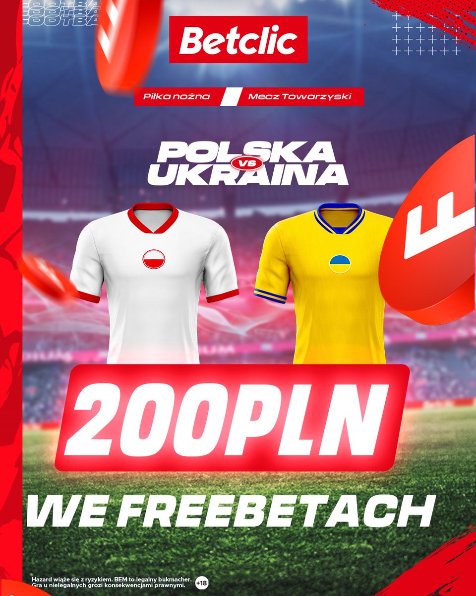 BetclicPolska's tweet photo. 💥𝗞𝗢𝗡𝗞𝗨𝗥𝗦💥

🎁200 PLN we freebetach do podziału dla wszystkich wygranych

Zasady:  
🔍 obserwuj @BetclicPolska
✍️ Wytypuj dokładny wynik #POLUKR i strzelca ostatniego gola
🔄 retweet

🔜 Gramy do 07.06, 20:45 https://t.co/M0SypoLD19