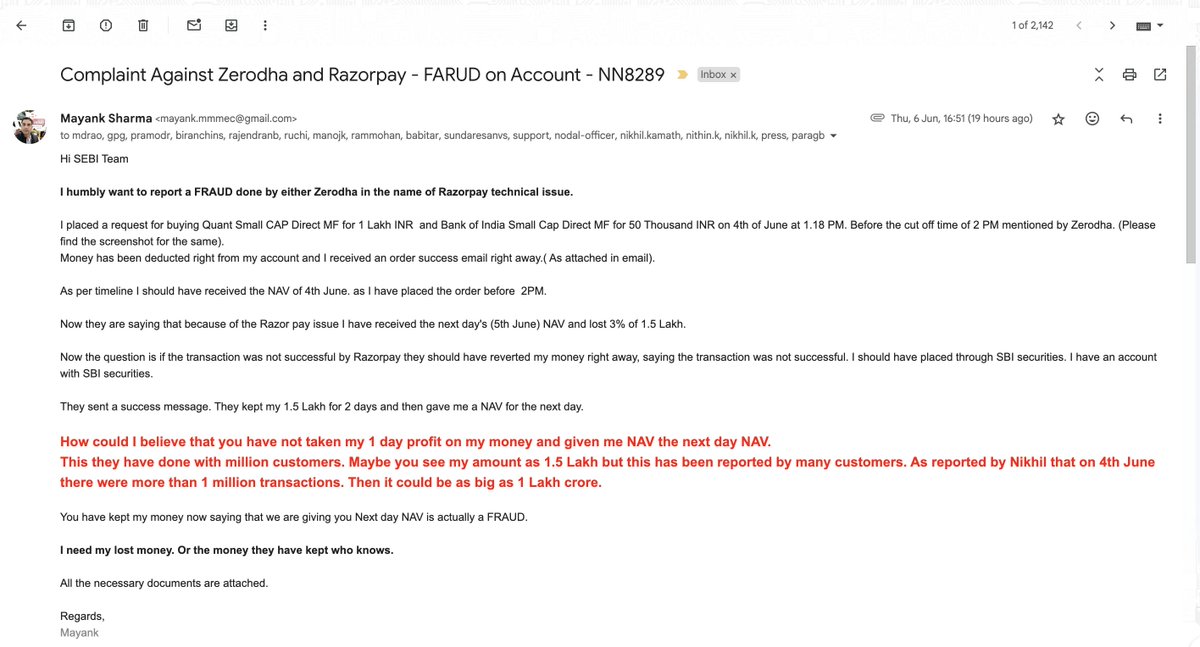 mayankmmmec07's tweet photo. @Akshat_World @rachana_ranade @financewsharan @FinMinIndia Bringing in your notice this is Manipulation reigning happened by Zerodha and Retail Investors are robbed. https://t.co/hsx6NKgzGZ
