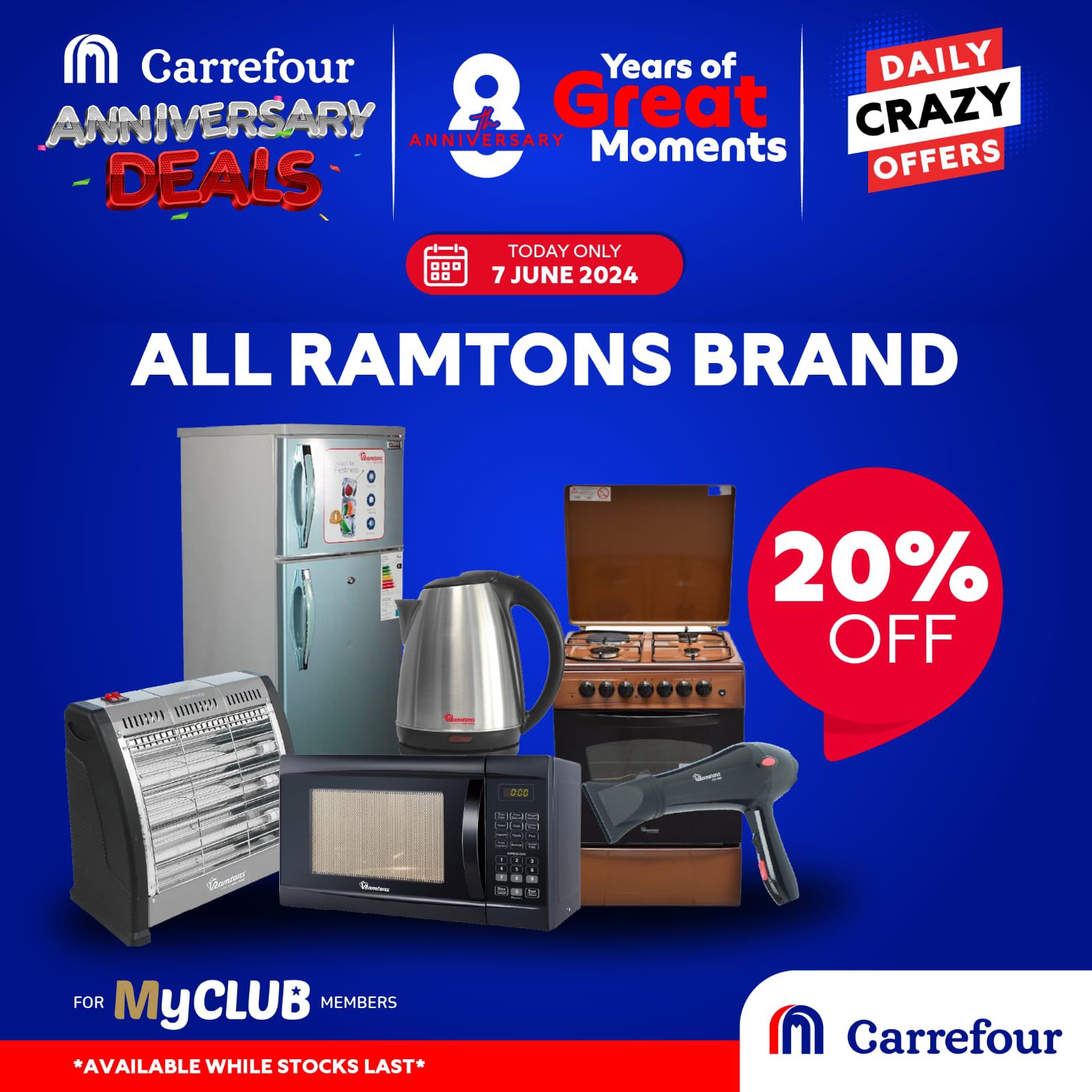 Mubabaddie. X Carrefour has some amazing offers this Friday. Enjoy a 20 discount on all Ramtons brands today Don t miss out Pale kitchenware s tumeangaliwa pia offer ya fridge pia imemuok 8yearsofgrea...