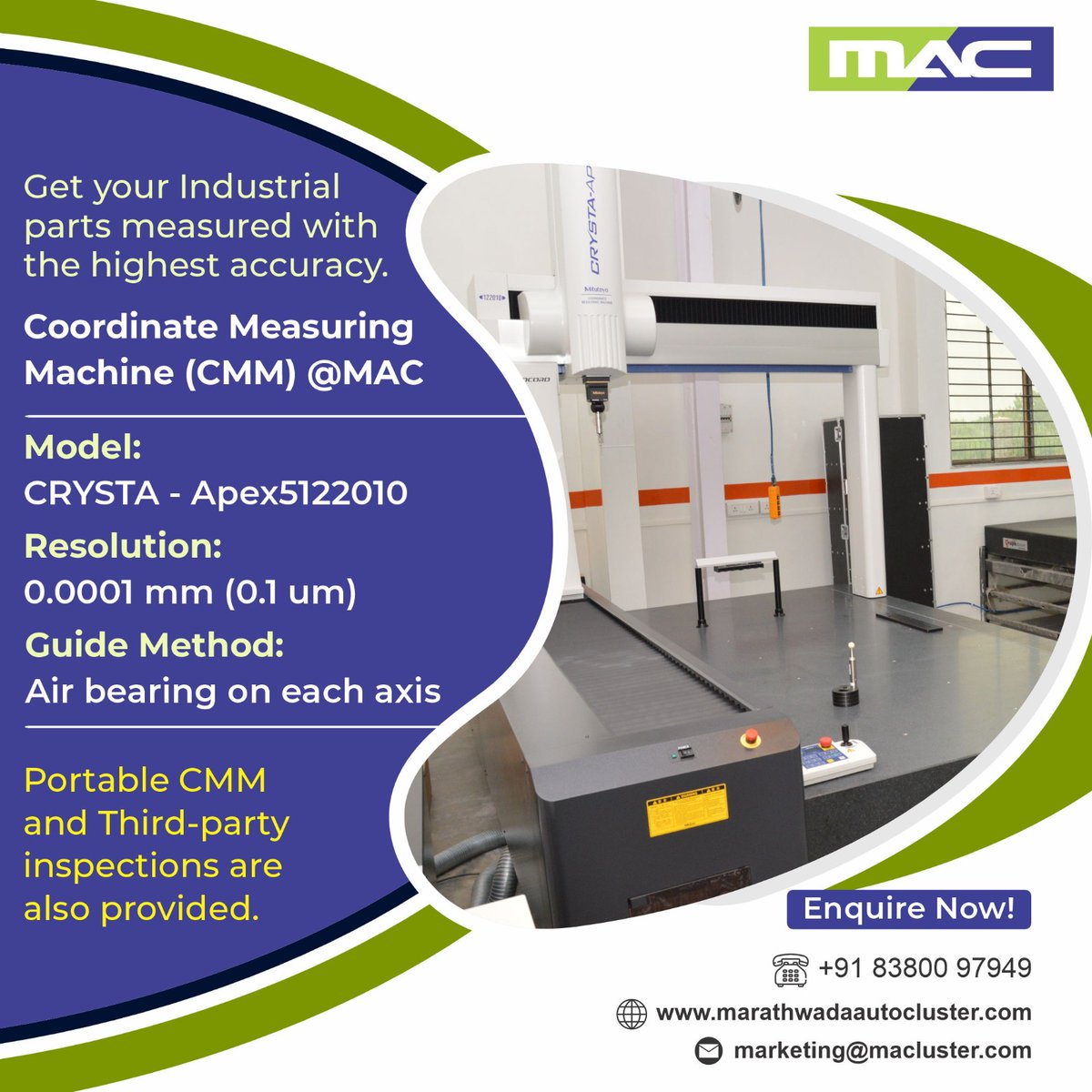 macaurangabad's tweet image. Most-demanded Mitutoyo Standard Tool Room at #MAC, Aurangabad.

Get accurate measurement and inspection of industrial parts using #CMM. 

🤝 Enquire now!

#coordinateMeasuringMachine
#toolroom #inspection #autocluster #automotive #manufacturing #MarathwadaAutoCluster