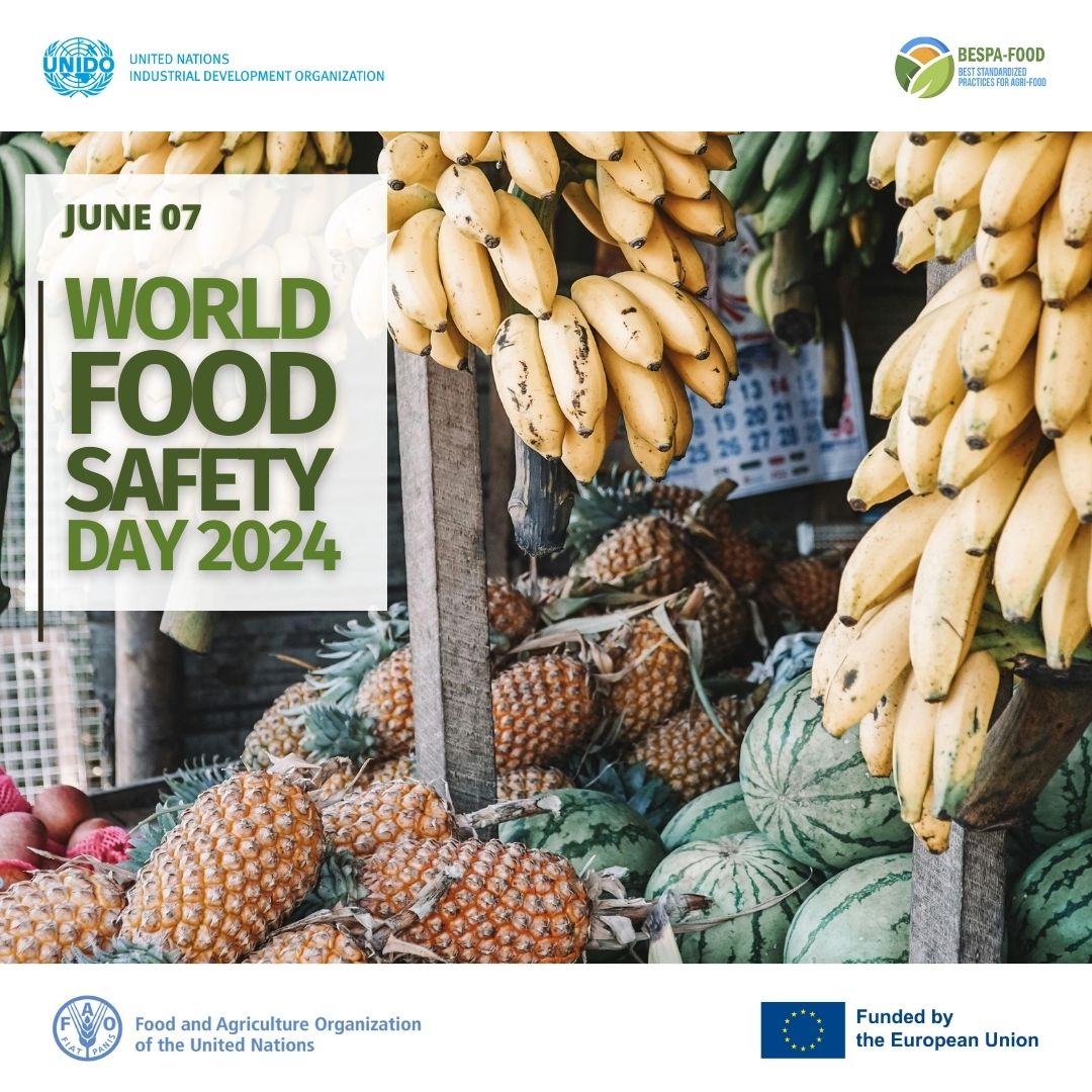UNIDO_LK's tweet photo. On #WorldFoodSafetyDay, the BESPA-FOOD project, funded by the @EU highlights the crucial role of accreditation in food safety. This year's theme, "Preparedness for Food Safety Incidents," reminds us that ensuring safe food requires continuous efforts from all stakeholders. https://t.co/BAQBCb7zLL