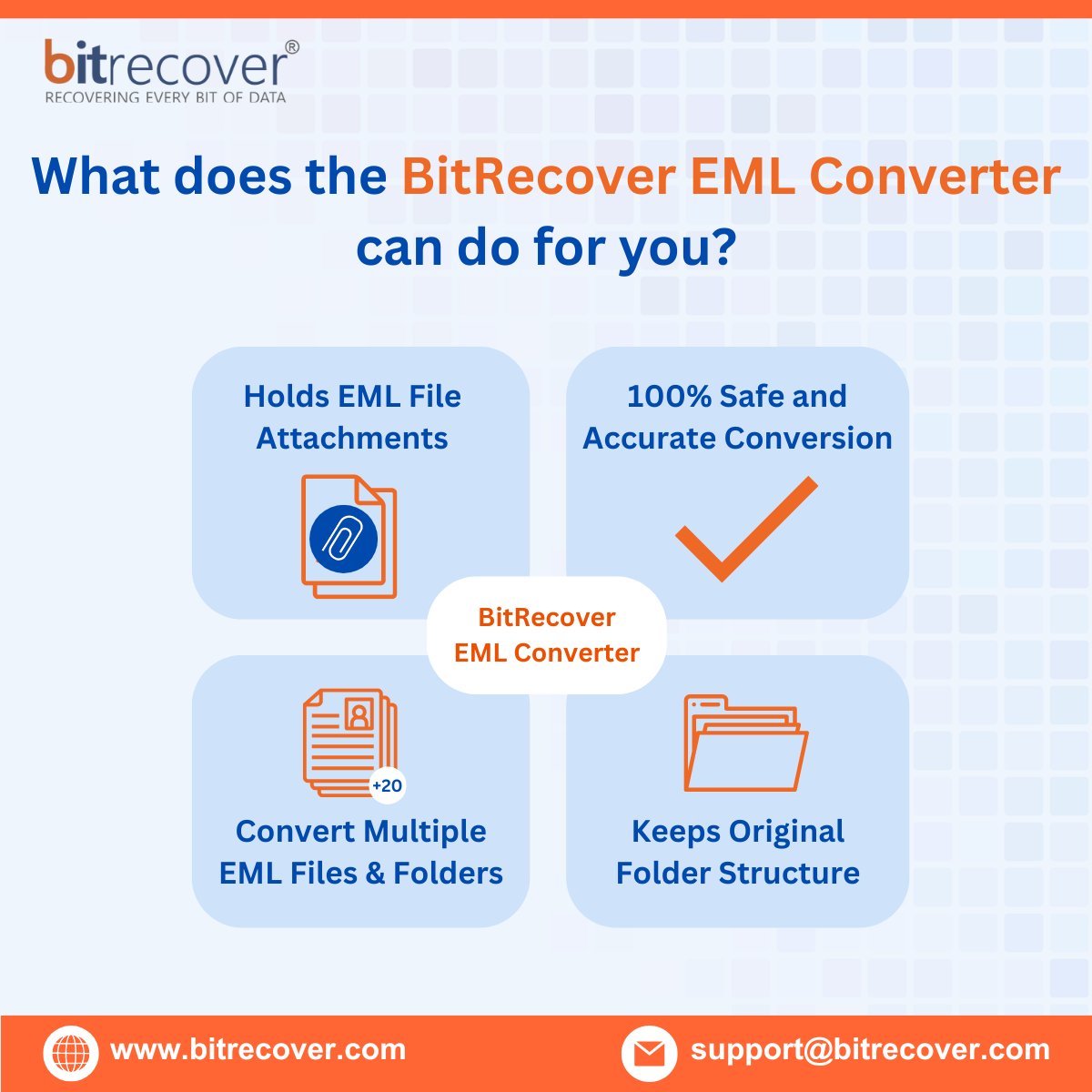 bitrecovers's tweet photo. When in need to convert your EML files, use BitRecover EML Converter.
https://t.co/aduRhCN1Tu
What you'll be getting? Well, It comes with a package of Reliability. accuracy and user friendly interface.
#BitRecover #EMLConverter #DataRecovery #SecureConversion #FileAttachments https://t.co/X3DvAotZB3