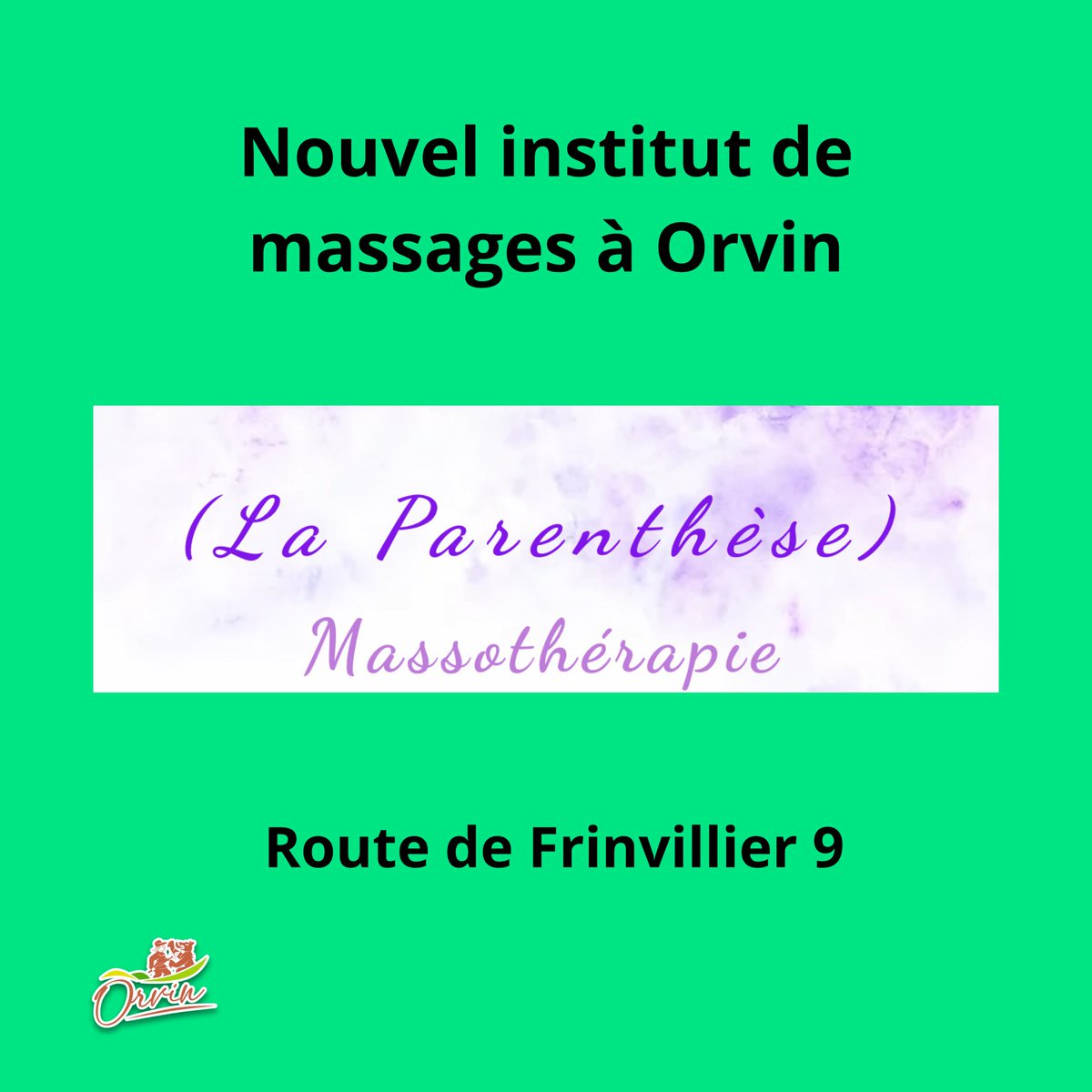 Orvin_Officiel's tweet photo. ➡️✅ NOUVEL INSTITUT DE MASSAGE ✅⬅️
Une nouvelle activité voit le jour à Orvin, un commerce qui offre ses services pour le bien-être et la santé : Isabelle Zuber, à la Route de Frinvillier 9, vient d’ouvrir son institut de massothérapie.
#orvin https://t.co/7FgmUevn83