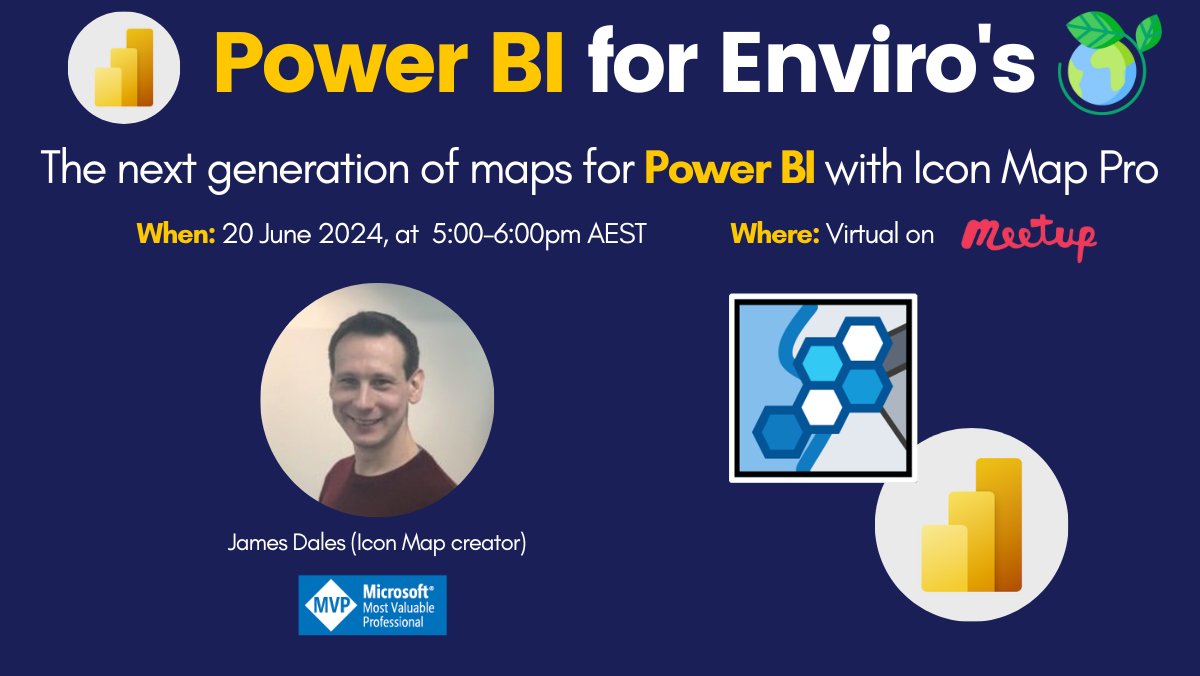 Christian Borovac (@christianboro07) on Twitter photo If you love #PowerBI and you love mapping in Power BI, then this session is not to be missed. The #IconMap creator <a href="/jamesdales/">James Dales</a> will join us for the next #PowerBI4Enviro's session to introduce his new visual: Icon Map Pro: meetup.com/en-AU/powerbi4…
#DataDiscoverEI #HappyFriday If you love #PowerBI and you love mapping in Power BI, then this session is not to be missed. The #IconMap creator <a href="/jamesdales/">James Dales</a> will join us for the next #PowerBI4Enviro's session to introduce his new visual: Icon Map Pro: meetup.com/en-AU/powerbi4…
#DataDiscoverEI #HappyFriday