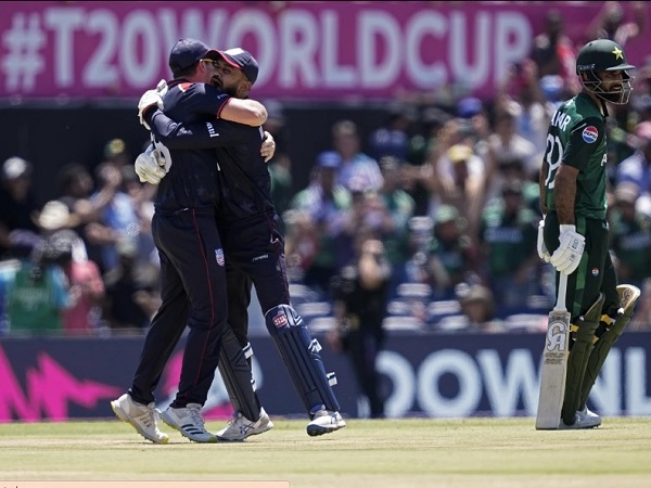 SportsMirchi's tweet photo. USA shock Pakistan at #T20WorldCupworld cup as they win first ever game against Green shirts in Super over: https://t.co/LRtavzOBQM

#USA #PAKvUSA #T20WorldCup2024
#cricket #news https://t.co/l7qLmUrRcP