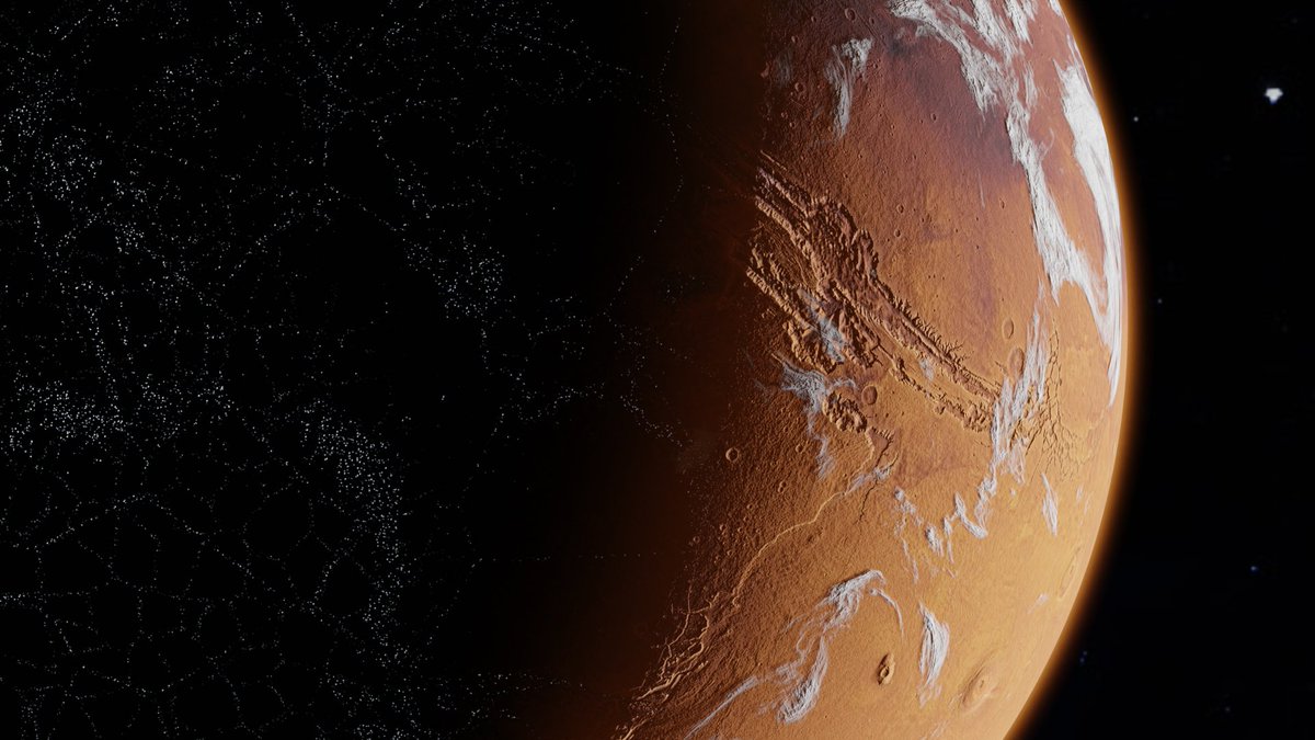stelzertech's tweet photo. Gazing upon Mars, the Red Planet.

A testament to the dreams and aspirations of humanity, Mars stands as a beacon of our potential to reach beyond. 

#MarsAtNight #mars #marscolonization  #SpaceExploration #multiplanetary #MarsCity #StarrySky  #blender3d https://t.co/kzaqiTHzYn