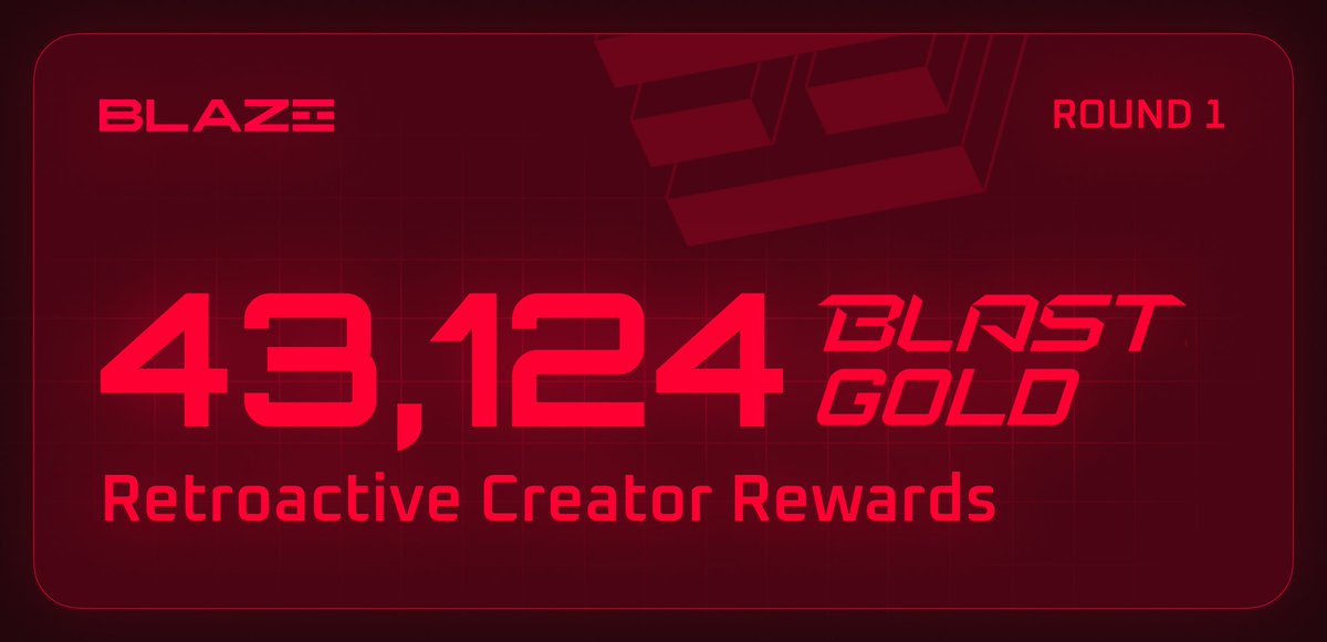 Blaze (@blaze0ng) on Twitter photo Congratulations to all creators included in Round 1 of our Retroactive Creator Rewards!
- <a href="/CryptoValleys/">Crypto Valleys|Blast</a> Characters: 3,000 Gold
- <a href="/BloomOnBlast/">Bloom</a>: 826 Gold
- Apollo by <a href="/metastreetxyz/">metastreet</a>: 15,554 Gold
- Wolves by <a href="/adamagb/">Untamed Adam 🐺</a>: 10,412 Gold
- Blast Vegas by <a href="/osf_rekt/">OSF</a>: 13,332 Gold Congratulations to all creators included in Round 1 of our Retroactive Creator Rewards!
- <a href="/CryptoValleys/">Crypto Valleys|Blast</a> Characters: 3,000 Gold
- <a href="/BloomOnBlast/">Bloom</a>: 826 Gold
- Apollo by <a href="/metastreetxyz/">metastreet</a>: 15,554 Gold
- Wolves by <a href="/adamagb/">Untamed Adam 🐺</a>: 10,412 Gold
- Blast Vegas by <a href="/osf_rekt/">OSF</a>: 13,332 Gold