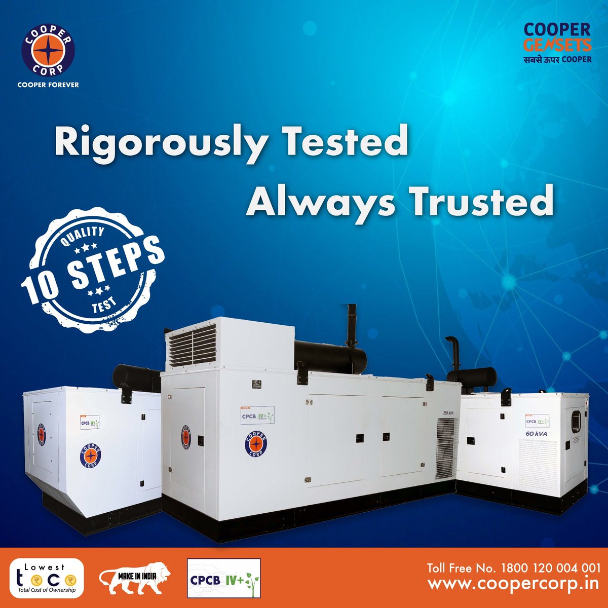 CooperCorpIndia's tweet photo. Our gensets undergo a rigorous 10-step quality test to ensure uninterrupted power for you
#SabseOoperCooper #UninterruptedPower #QualityTested #ReliablePower #gensetquality #RigorousTesting #powerassurance #dependableenergy #PerformanceTested #PowerReliability https://t.co/J5OSLOmCNh