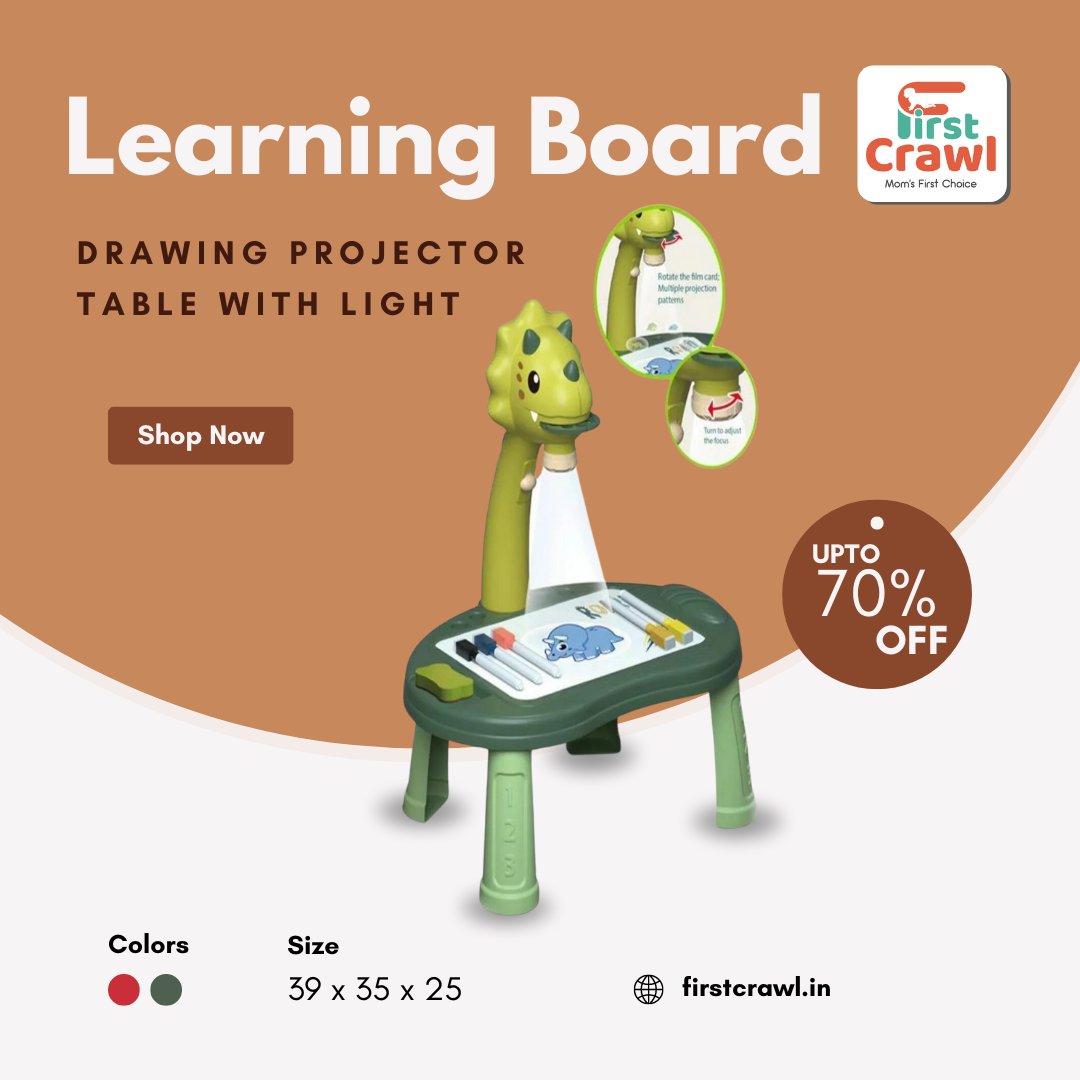 firstcrawl's tweet image. LEARNING BOARD 34PCS DINOSAUR KIDS DRAWING PROJECTOR TABLE WITH LIGHT
Buy Now at firstcrawl.in
Get up to 70% OFF.
#firstcrawl #learningboard #kidsdrawingtable #KidsProjectorlighttable #projectorlighttable #drawingprojectortable #offers #kids #sales #onlineshopping