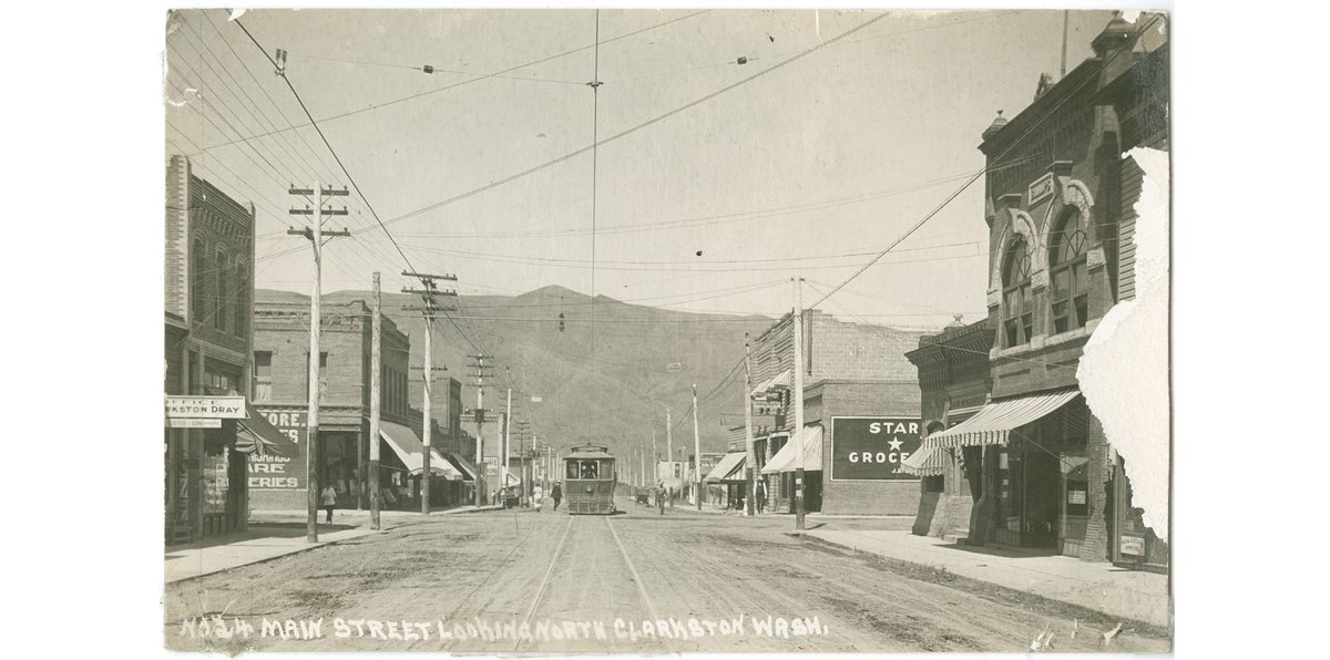 CascadeDistrict's tweet photo. CLARKSTON, a town in Asotin County, on the opposite bank of the Snake River from Lewiston, Idaho. It is named in honor of Captain William Clark of the Lewis and Clark Expedition, 1808-1806. It is a fine honor for the two leaders of that great expedition to have their names thus borne by thriving cities connected by an interstate bridge. Clarkston was begun with the name of "Concord," as some of the promoters of the irrigation plans had their homes in Concord, Massachusetts. By petition of the citizens the name was changed to Clarkston on January 1, 1900.
Meany, Edmond S. Origin of Washington Geographic Names. University of Washington Press, 1923.