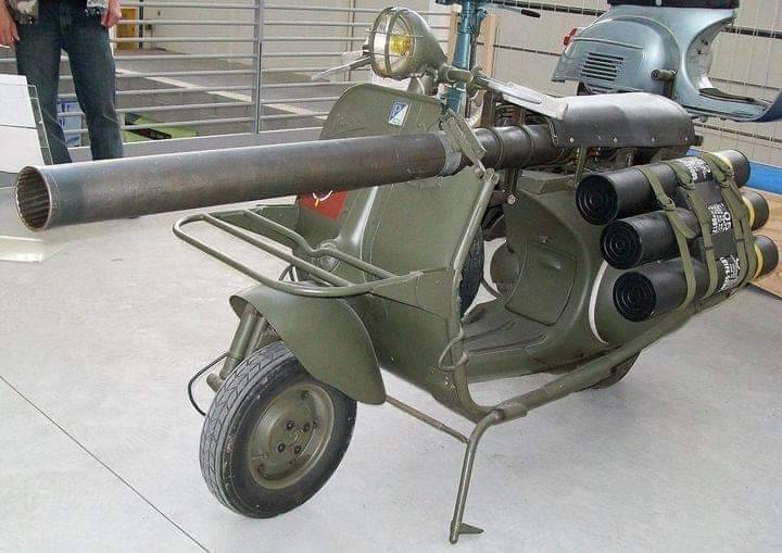 JoinNguyenNow's tweet photo. Fascinating scooter used by the French paratroopers, present the Vespa 150 TAP circa 1950s it was the anti-tank scooter. You dont see these scooters around much... https://t.co/eEzmwFsZdg