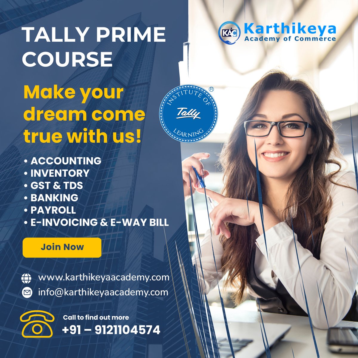 KarthikeyaAcdmy's tweet image. 🚀Unlock Your Accounting Potential with Karthikeya Academy!🚀
🌐: karthikeyaacademy.com
📞: 9121104574
#tallycourseinhyderabad #advancedexcelcourseinhyderabad #AdvanceExcelCourse #msexceladvancedcourse
#msofficetraininginhyderabad #taxationcourse #taxationcourseinhyderabad