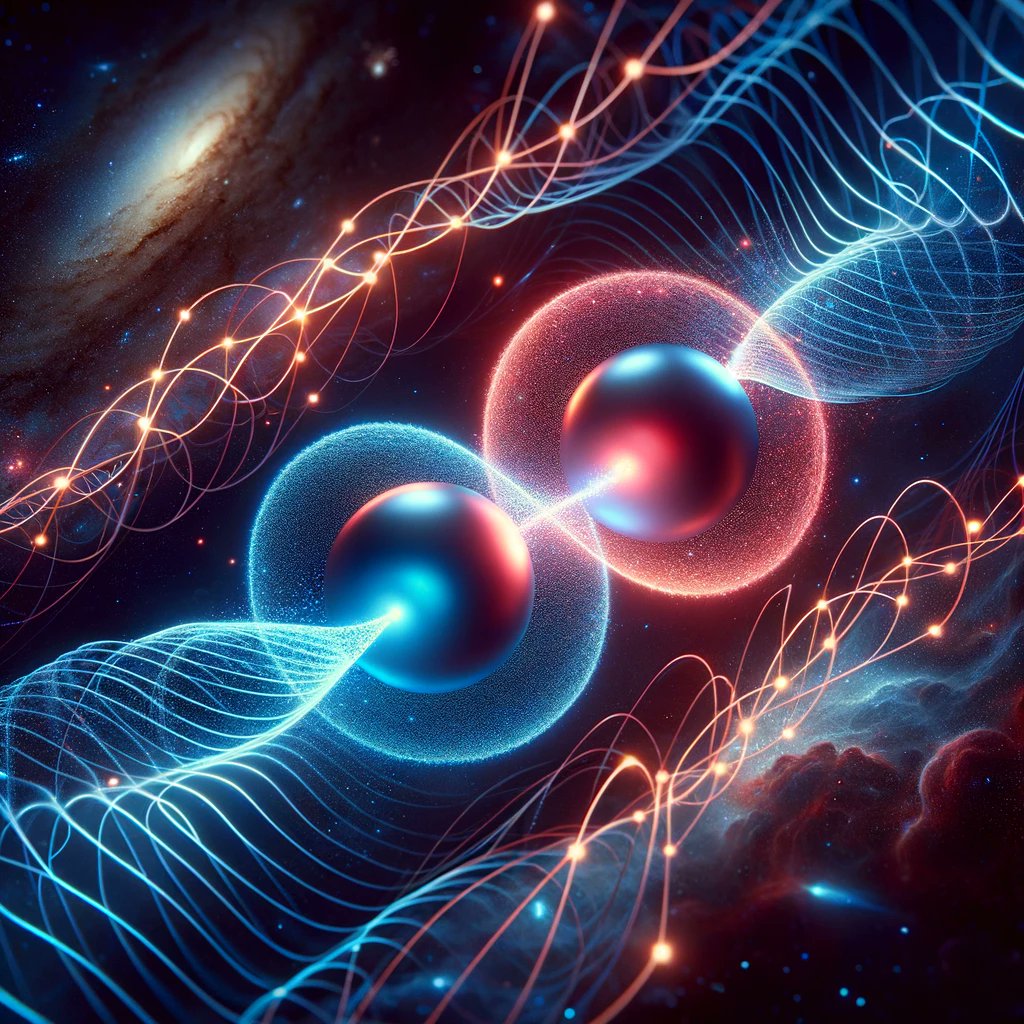 drew_ponder's tweet photo. #QuantumEntanglement #NonLocalInteractions #FrequencyWaveTheory #InfiniteWaves #ParticleConnection #QuantumMechanics #WaveTheory #EntangledParticles #CosmicConnections #QuantumPhysics
Here's a visual representation of two entangled particles connected by an infinite wave, embodying the concept of quantum entanglement and non-local interactions as described by Frequency Wave Theory.