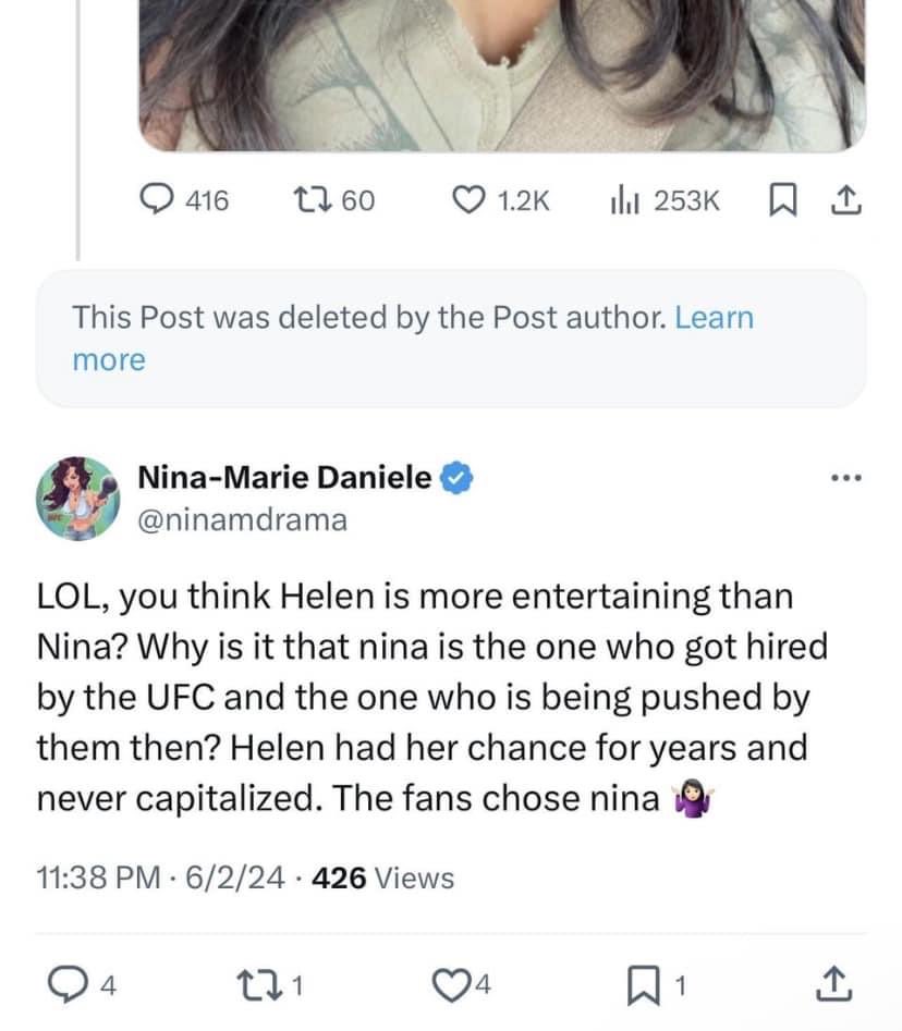 damienfarronMMA's tweet image. nina forgot to swap accounts 😭