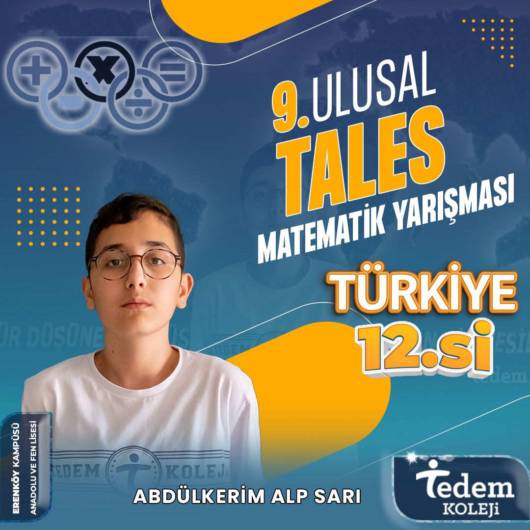 LİSE ÖĞRENCİLERİMİZİN BÜYÜK BAŞARISI❗️

81 ilden 60.000 öğrencinin katılımı ile gerçekleşen 4. Ulusal Tales Fen ve 9.Ulusal Tales Matematik Yarışmasında, 

Öğrencilerimizin büyük başarısını kutlar, başarısının devamını dileriz.

#sanatedemliolmakyeter
#eniyimesleklersenin