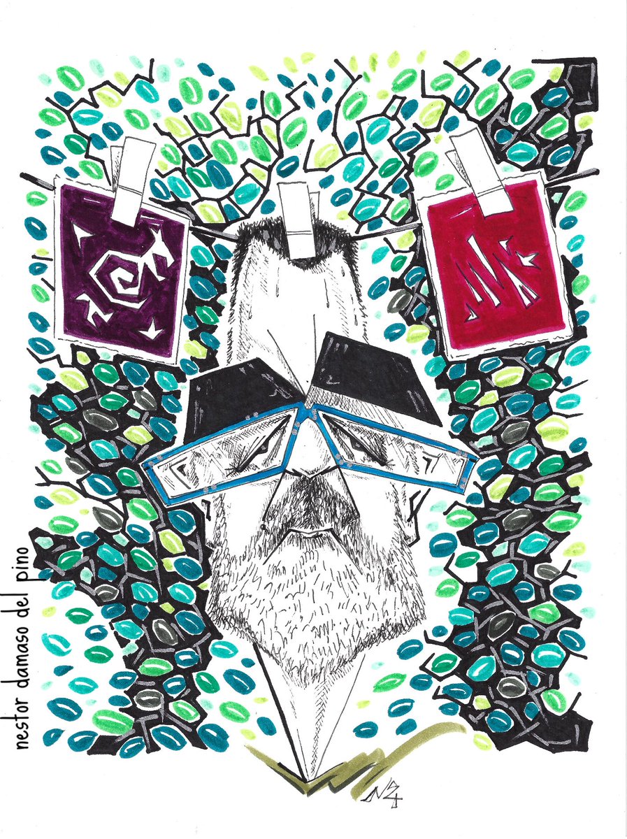 “De vez en cuando, me gusta visitar el desván de la memoria para ver como han cambiado los recuerdos”  José Hernández Afonso, Gran Canaria, 1957
#Artistavisual. Ejerce, durante 30 años, como profesor de Artes Plásticas y Diseño 
#Caricatura @Aecaricaturistas @se_nos_fue_el_baifo