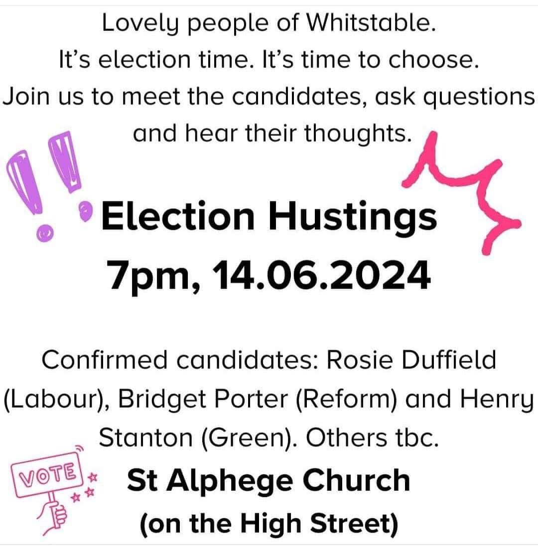 Next Friday local hustings for #GeneralElection24