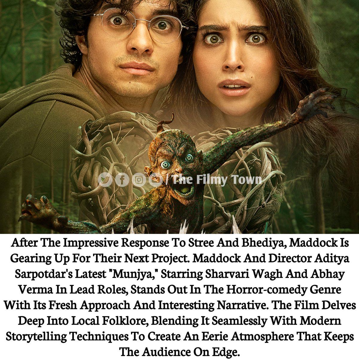 FilmyTownn's tweet photo. Director #AdityaSarpotdar 's #Munjya Stands Out in the Horror - Comedy Genre with its Fresh Approach.

- RATINGS : 3/5⭐⭐⭐
Review By @Pwnsakat 

@SharvariWagh14 @verma_abhay_ #MonaSingh #Sathyaraj #SuhasJoshi #BhagyashreeLimaye #AjayPurkar @AdityaSarpotdar @amarkaushik https://t.co/fyACvJvvYu