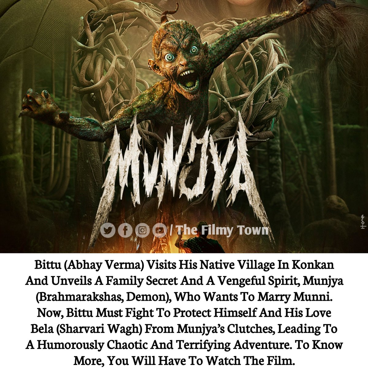 FilmyTownn's tweet photo. Director #AdityaSarpotdar 's #Munjya Stands Out in the Horror - Comedy Genre with its Fresh Approach.

- RATINGS : 3/5⭐⭐⭐
Review By @Pwnsakat 

@SharvariWagh14 @verma_abhay_ #MonaSingh #Sathyaraj #SuhasJoshi #BhagyashreeLimaye #AjayPurkar @AdityaSarpotdar @amarkaushik https://t.co/fyACvJvvYu