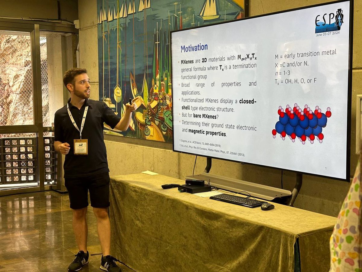 I am glad I was able to present my research on the magnetic properties of bare MXenes at <a href="/espa2024/">ESPA2024</a> <a href="/AngelMorales83/">Angel Morales-Garcia</a>, Francesc Viñes, Ibério de P.R. Moreira and @FrancescIllas <a href="/CMSL_UB/">CMSL UB</a> <a href="/IQTCUB/">IQTCUB</a> <a href="/QuimicaUB/">Facultat de Química UB</a>