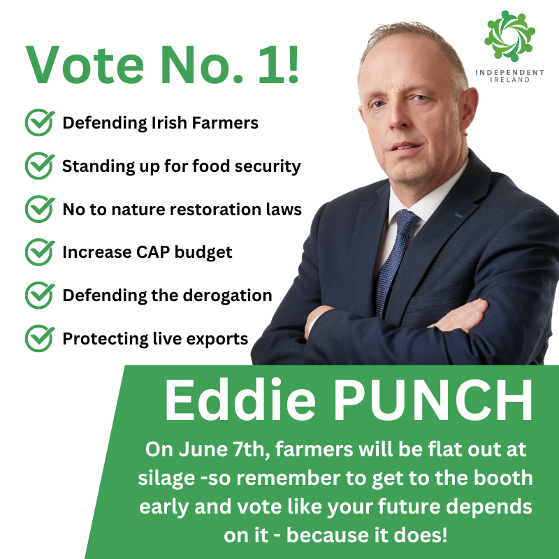 Huge day for the farming community today where we have a chance to get some representation into Europe that will defend our interests. I will be voting No 1 <a href="/EddiePunch/">Eddie Punch</a>