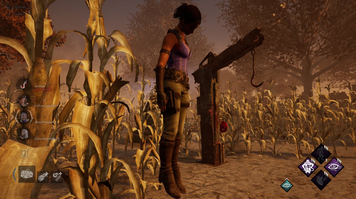 damageaesthetic's tweet photo. my teammates sabatoged the hook as the killer was in the hooking animation.. So it's acting like I'm hooked and not at the same time. I cannot do anything and neither can anyone else in match @DeadbyDaylight https://t.co/HM4aSdbcRb