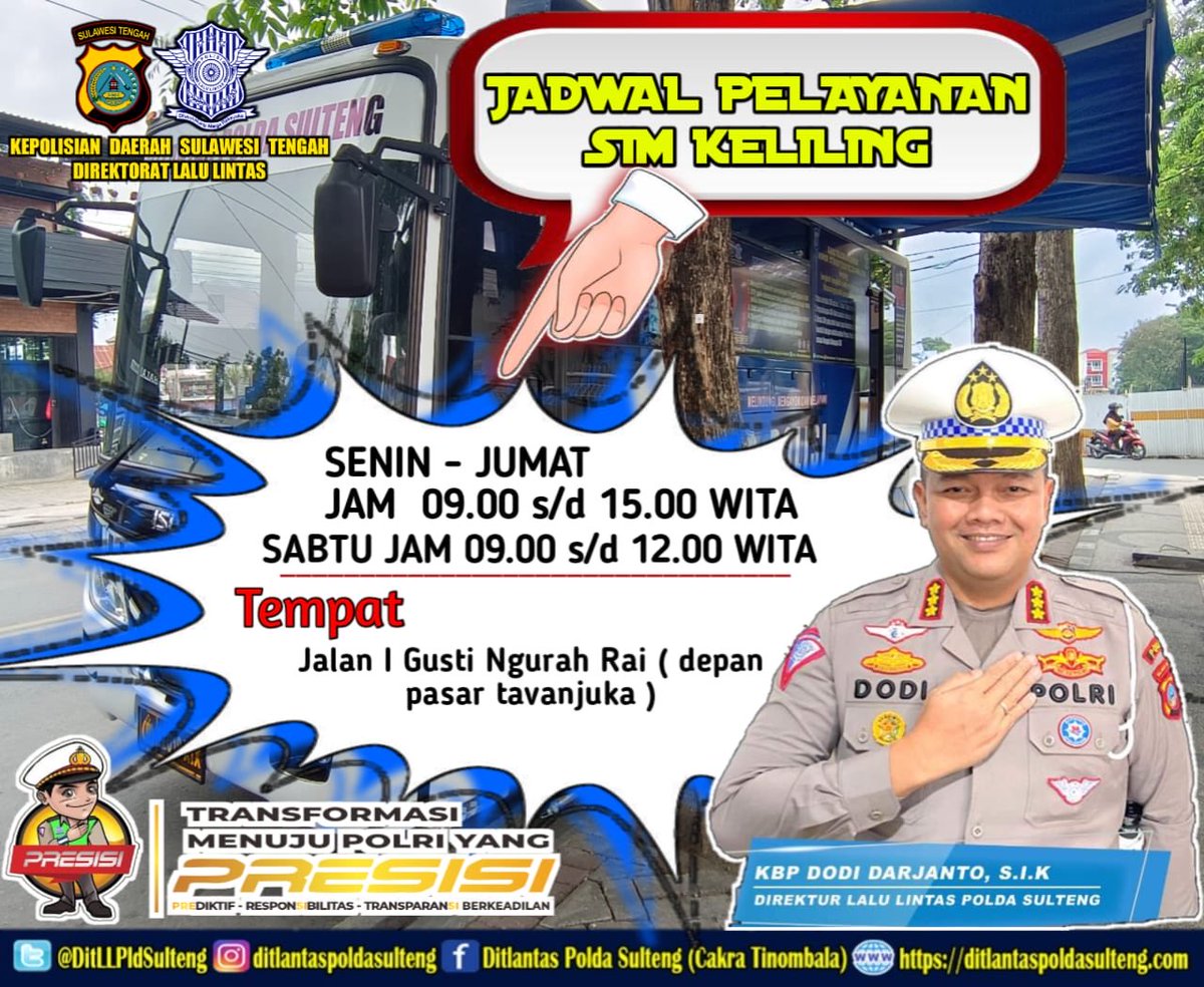 Pengumuman perubahan Jadwal dan Tempat pelayanan SIM Keliling
