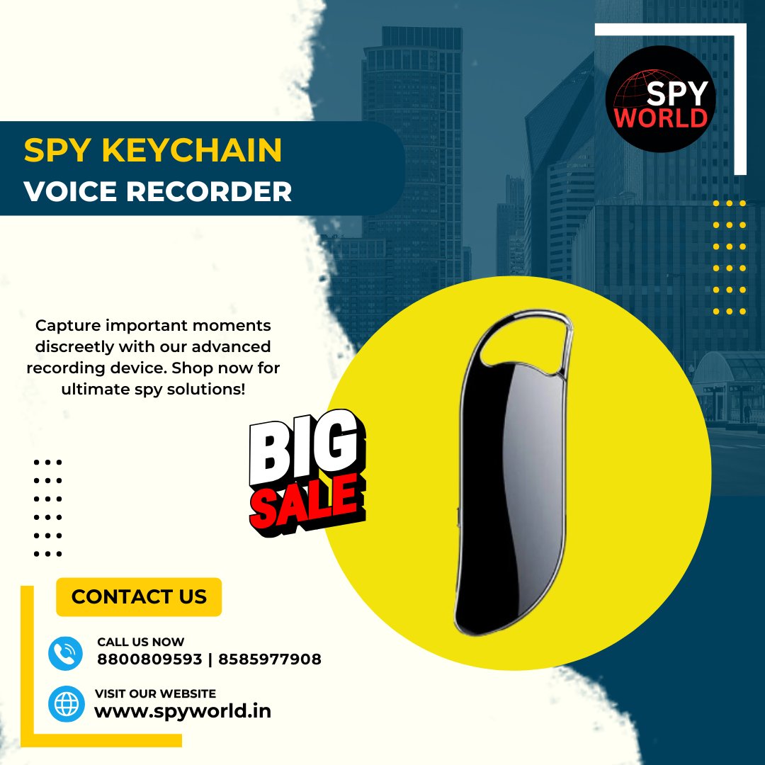 in_spyworld's tweet photo. Check out the Keychain Spy Voice Recorder by Spy World! Capture conversations stealthily with this innovative device.

For any query:
Call us at 8800-809-395 | 8585-977-90
or visit us at: https://t.co/C7HCmj0k6c
#keychain #audio #smallest #voicerecorder #soundrecorder #spyworld https://t.co/CYr6iU6V7K