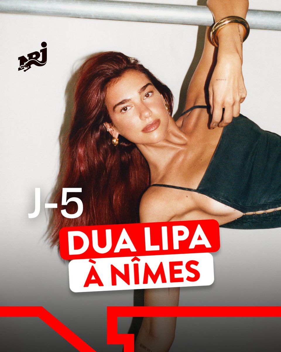 J-5 avant le concert de <a href="/DUALIPA/">DUA LIPA</a> dans les arènes de #Nimes ! 😍🔥
Alors, vous êtes prêts? 👀

👉 Et si vous n'avez toujours pas vos places, NRJ vous les offre !

Ecoutez NRJ et gagnez les ultimes places 🥰
🚗 #Montpellier #Sete 106.1, #Beziers 105.7