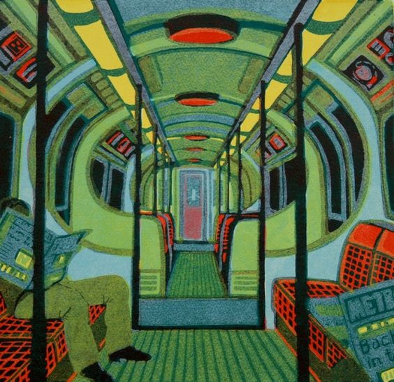 'Metroland II', linocut Gail Brodholt, #art #painting #WomensArt