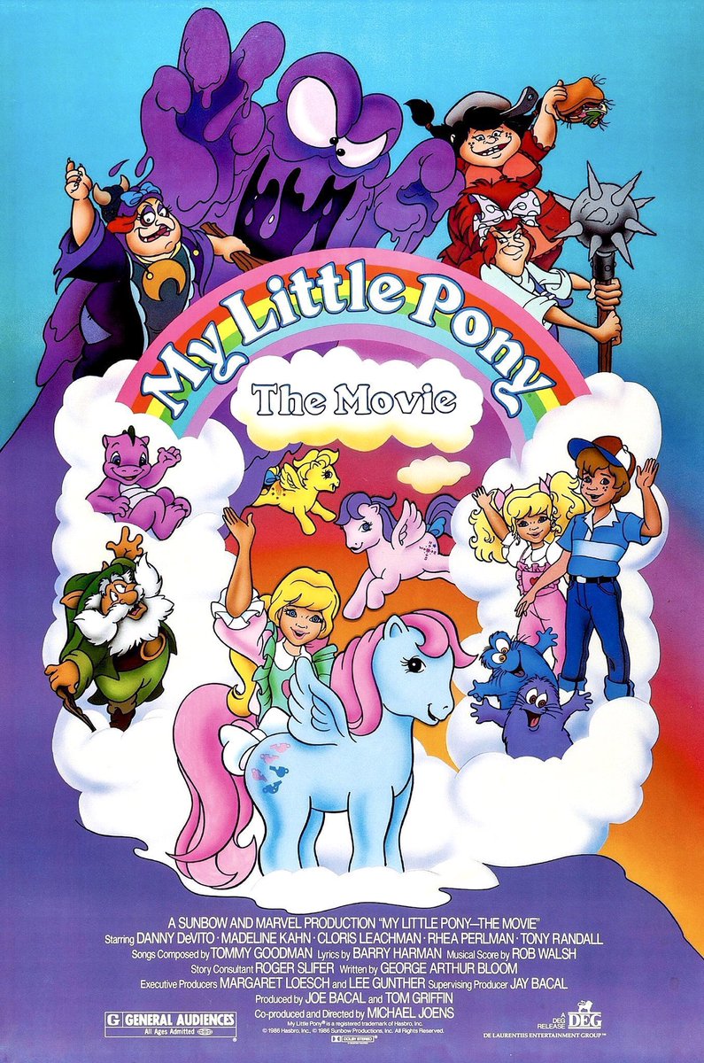 FilmNewsNos's tweet image. 🎬MOVIE HISTORY: 38 years ago today, June 6, 1986, the movie &apos;My Little Pony: The Movie&apos; opened in theaters!

#DannyDeVito #RheaPerlman #MadelineKahn #ClorisLeachman #TonyRandall #CharlieAdler #RussiTaylor #MichaelBell #SherylBernstein #NancyCartwirght #ScottMenville #SusanBlu