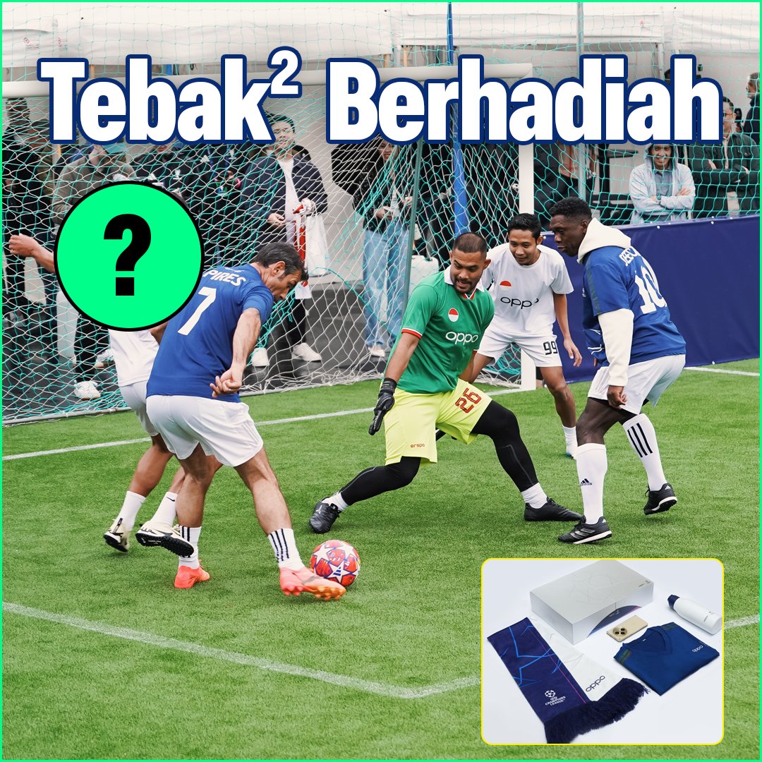 FaktaSepakbola's tweet photo. Tebak-tebak berhadiah dari Oppo! 

Syarat ikutan:
→ Follow @OPPOIndonesia 
→ Retweet & like postingan ini
→ Jawab dengan hastag #OPPOxUCL2024 #TheLegendsMeetGaruda

Siapakah pemain di balik simbol tanda tanya itu?

Contoh format jawab: 
Kaka #OPPOxUCL2024 #TheLegendsMeetGaruda

2 pemenang akan dapat merchandise UCL GiftBox dari Oppo seperti di gambar (HP nya tidak termasuk yaa). Dan 2 pemenang lainnya akan dapat backpack OPPOxUCL.

Hanya boleh 1x jawab. Kuis ditutup pada hari Selasa (11/06/2024) nanti.

Silahkan menjawab, semoga beruntung! Ikutin rules nya biar bisa dapet hadiah