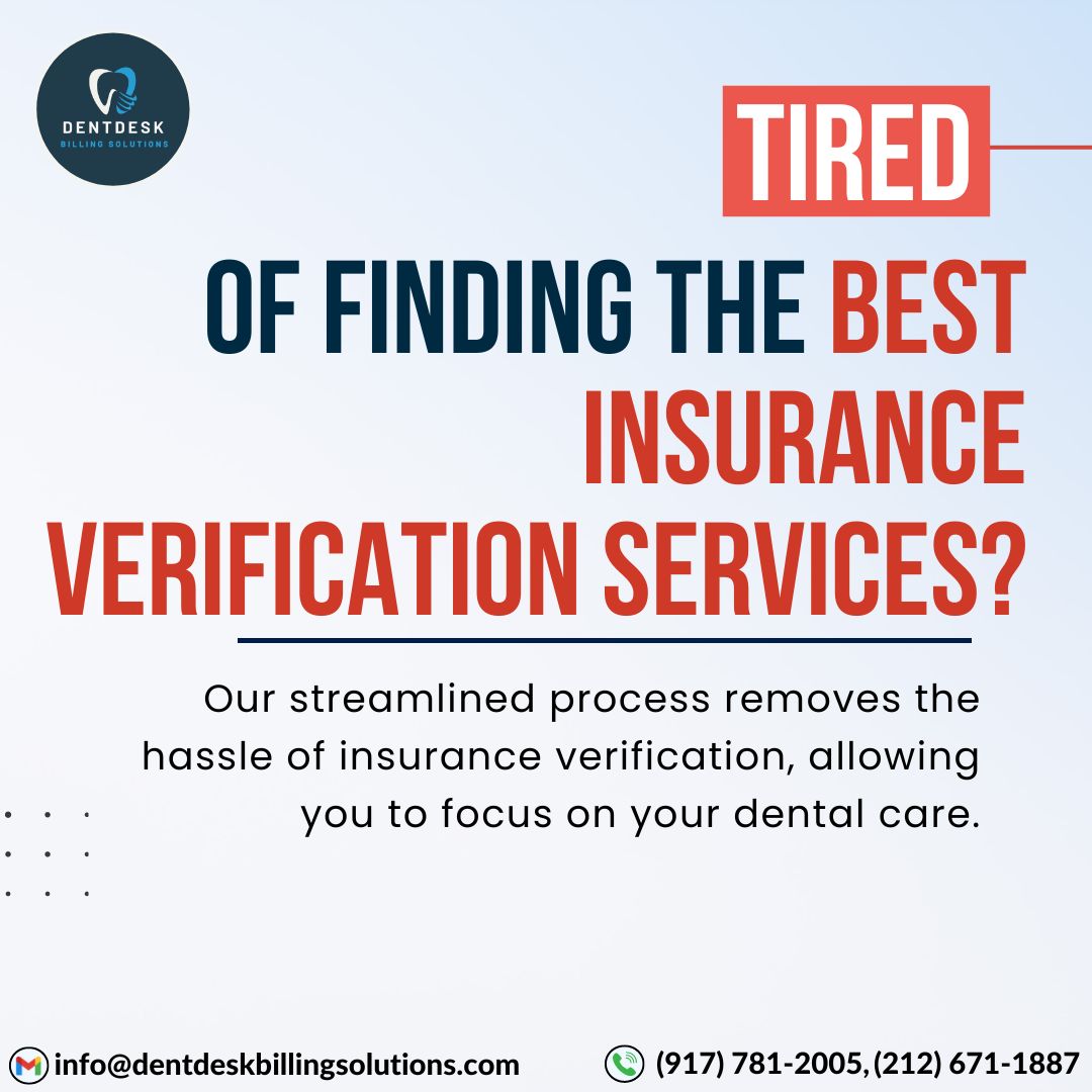 DentdeskBilling's tweet photo. Are you tired of looking for the - best Insurance Verification Services?๐๐ฆทLet Dentdesk take care of it!
#dental #dentistry #insuranceverification #doctors #dentalclinic #dentalimplant #dentlcare #HealthcareSystems https://t.co/HWjIjHRYvf